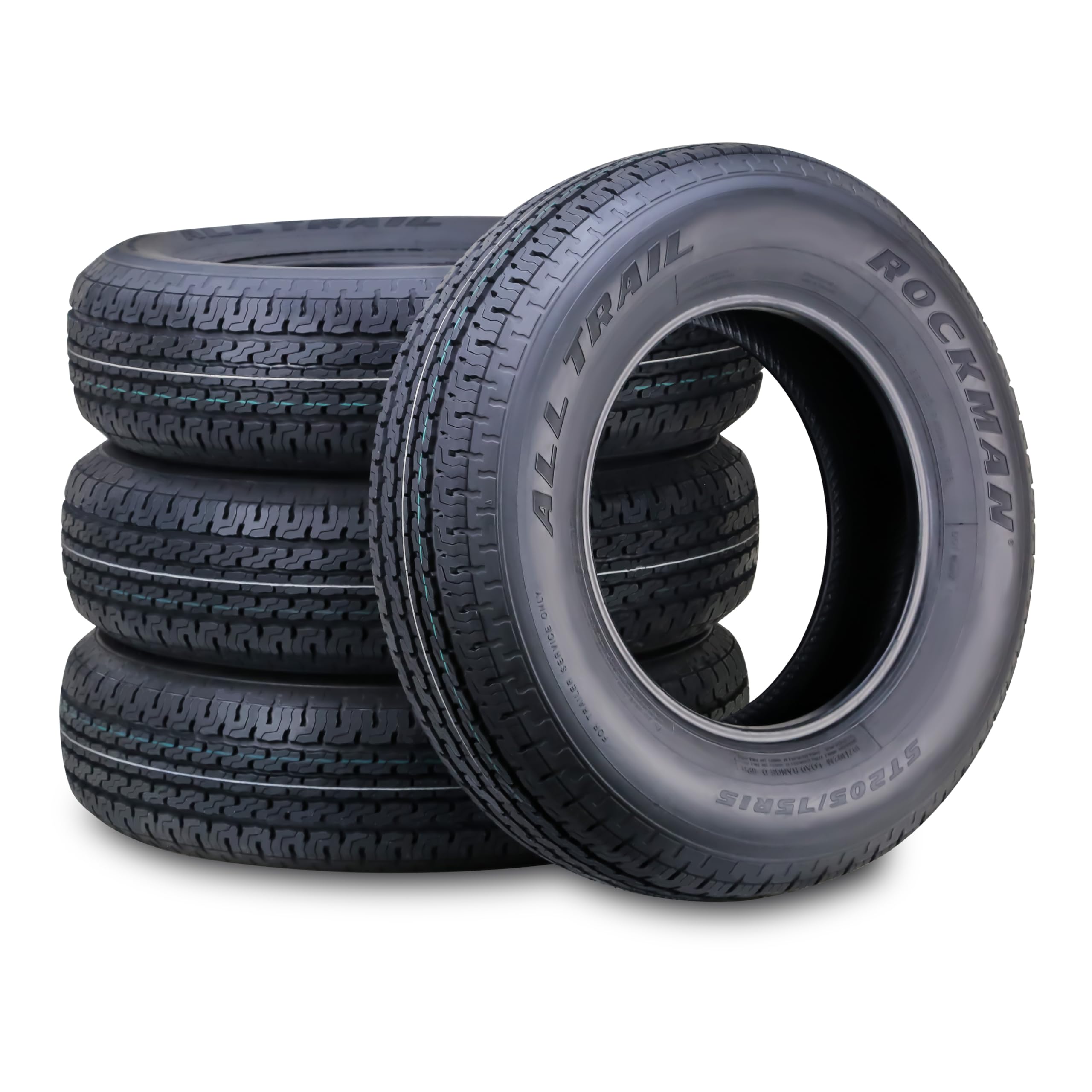 ROCKMAN ST205/75R15 8-ply load range D steel belted radial trailer tires set of 4