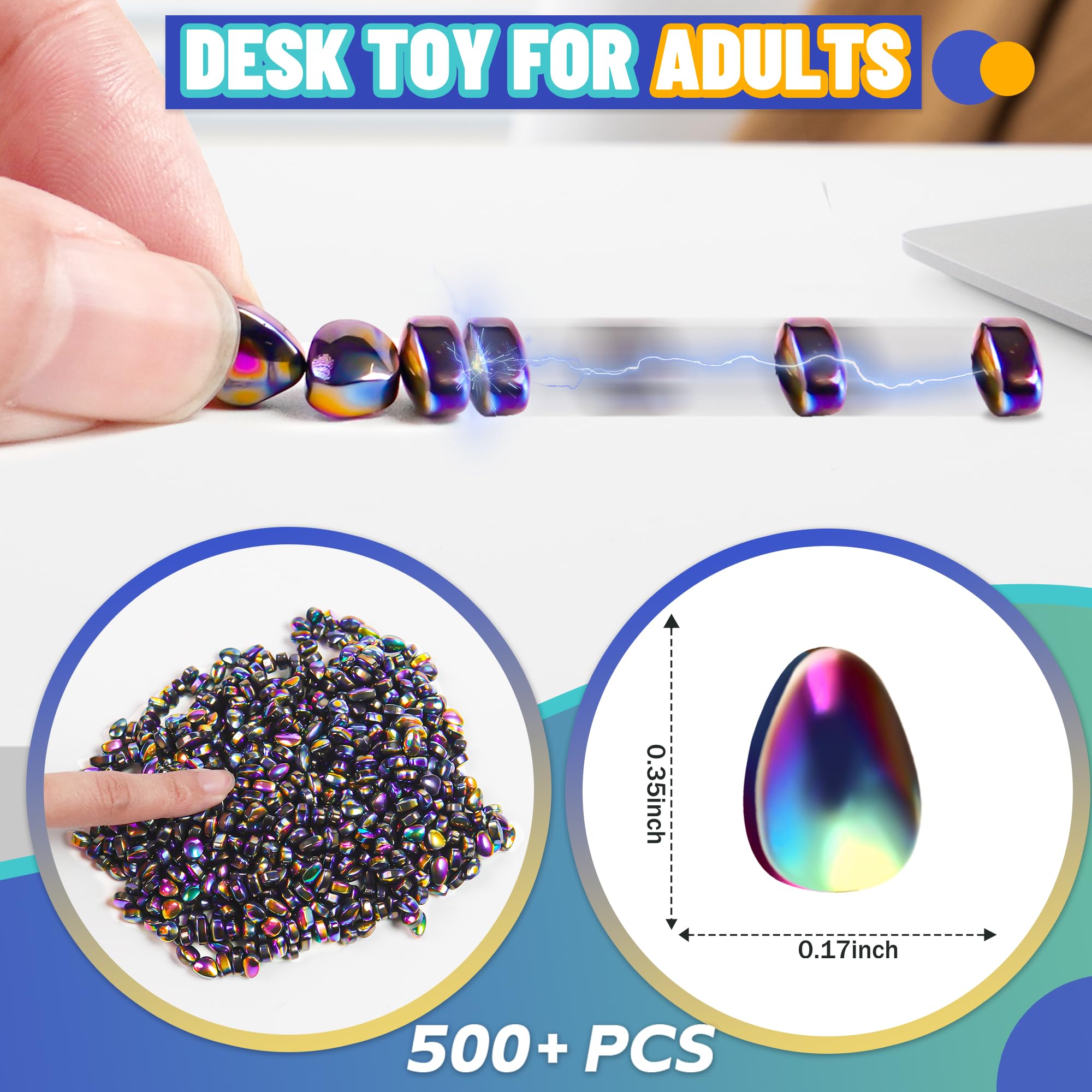 Magnetic Fidget Balls Adult Gift For Teen Boys, 500pcs Weak Magnet Beads Toy Metal Ferrite Putty Office Desk Stress Anxiety Relief Cool Gadget Sensory Stones For ADHD Christmas Stocking Stuffers Gifts