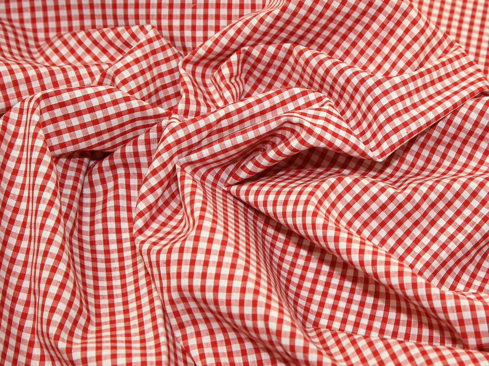 45" wide 1/8" Check Corded Gingham Dress Fabric Red - per metre