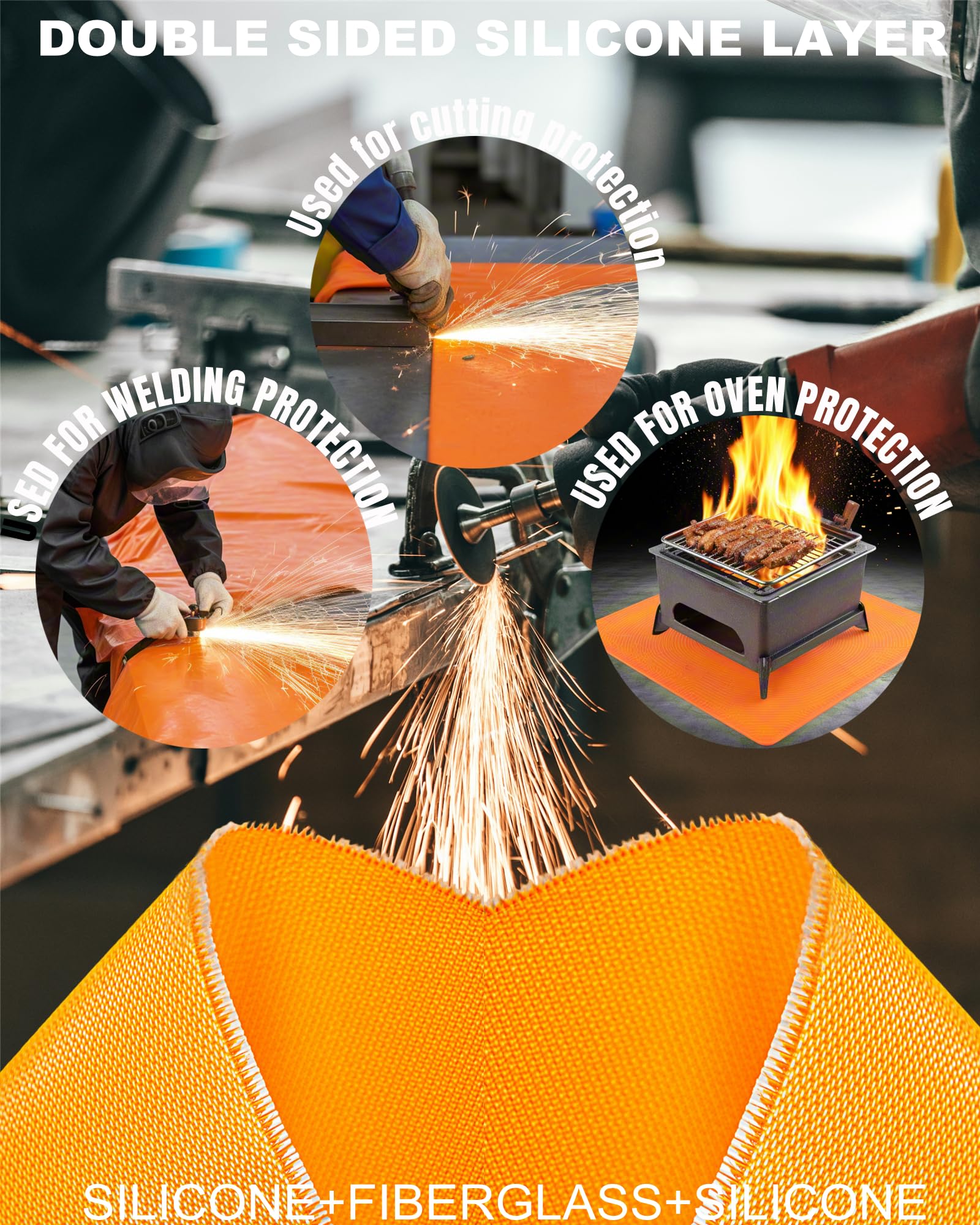 Manta de soldadura resistente de silicona de 6 x 8 pies, manta de soldadura con aislamiento térmico