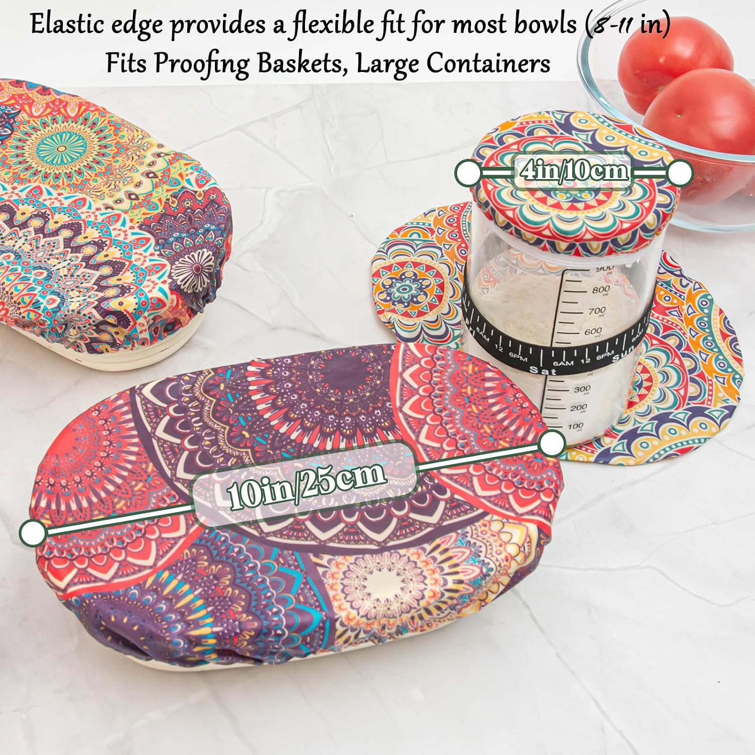 Oval Beeswax Bowl Covers with a 4IN Sourdough Jar lid, 10 Inch, Set of 4 image 3