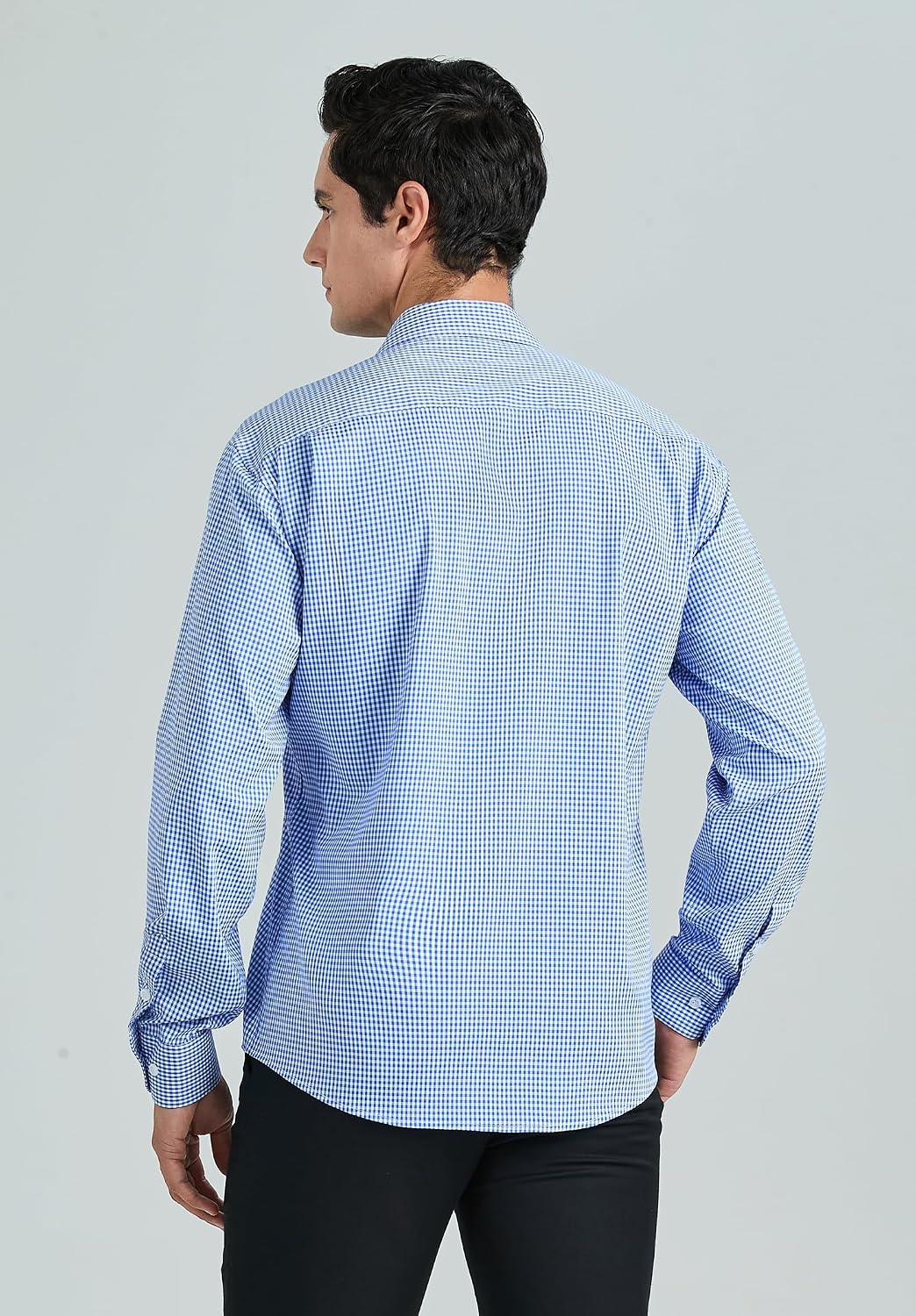 HISDERN Mens Long Sleeve Dress Shirts,Plaid Striped Button Down Shirt,Big &Tall Men Gingham Camisa for Casual Business Formal image 3
