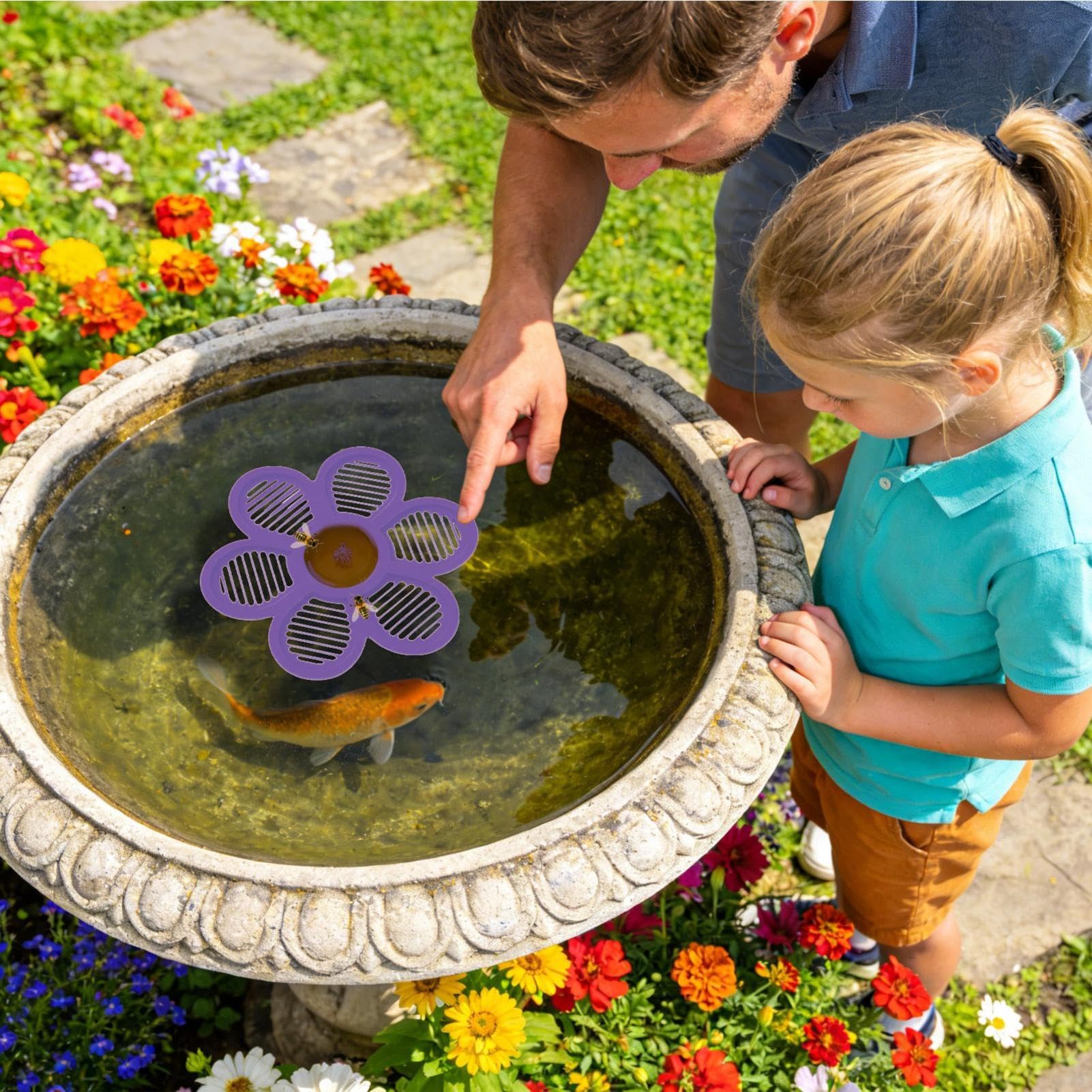 Tränke, farbechte Landehilfe für Bienen, Hummeln und Wespen im Garten,Schwimmende Bieneninsel für Teich & Pool (Lila)