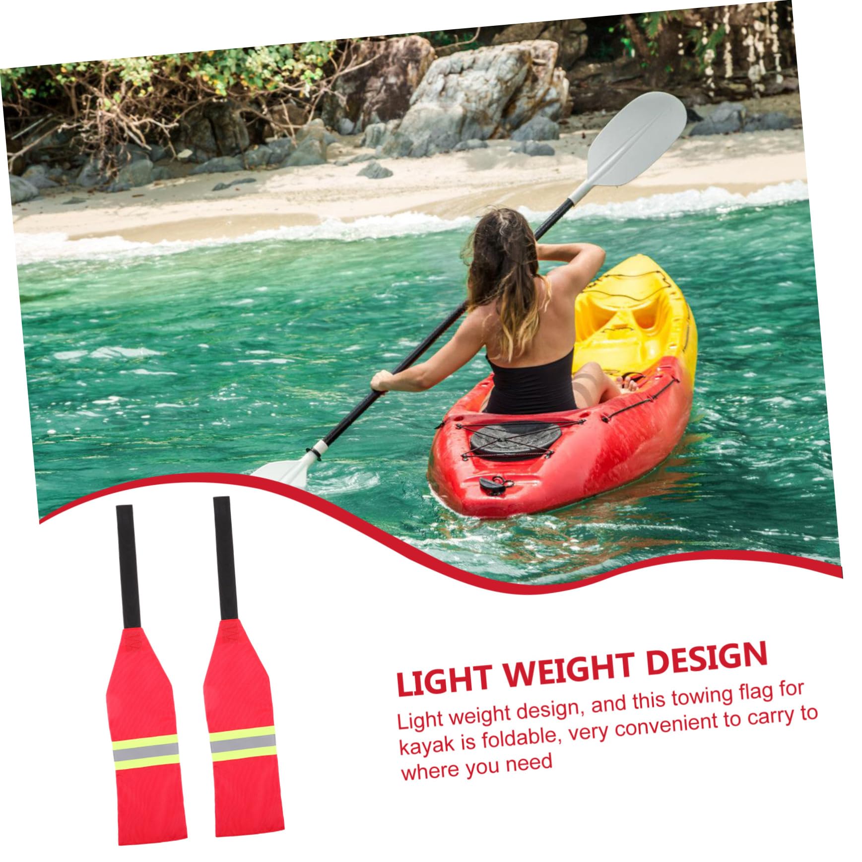 Toddmomy Banderas De Advertencia De Kayak Banderas Reflectantes Kayak Canoa Bandera Roja De Advertencia Seguridad Accesorios para Canoas Tela Oxford