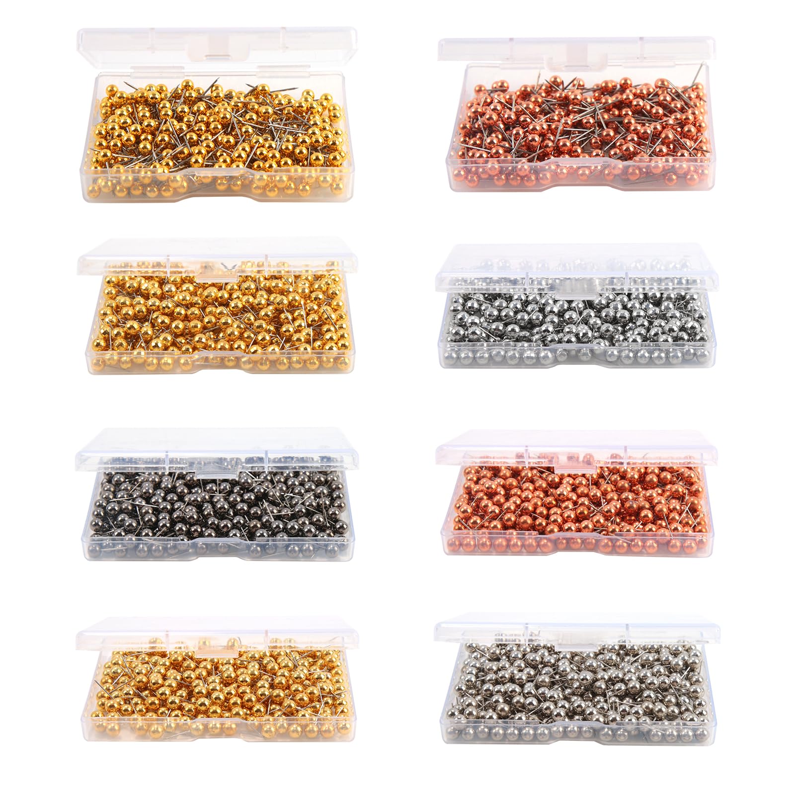 Set 500 Spilli Da Cucito Con Testa Colorata - 2,5 Cm, Acciaio Inox, In Scatola Portaoggetti, Per Sartoria E Trapuntatura