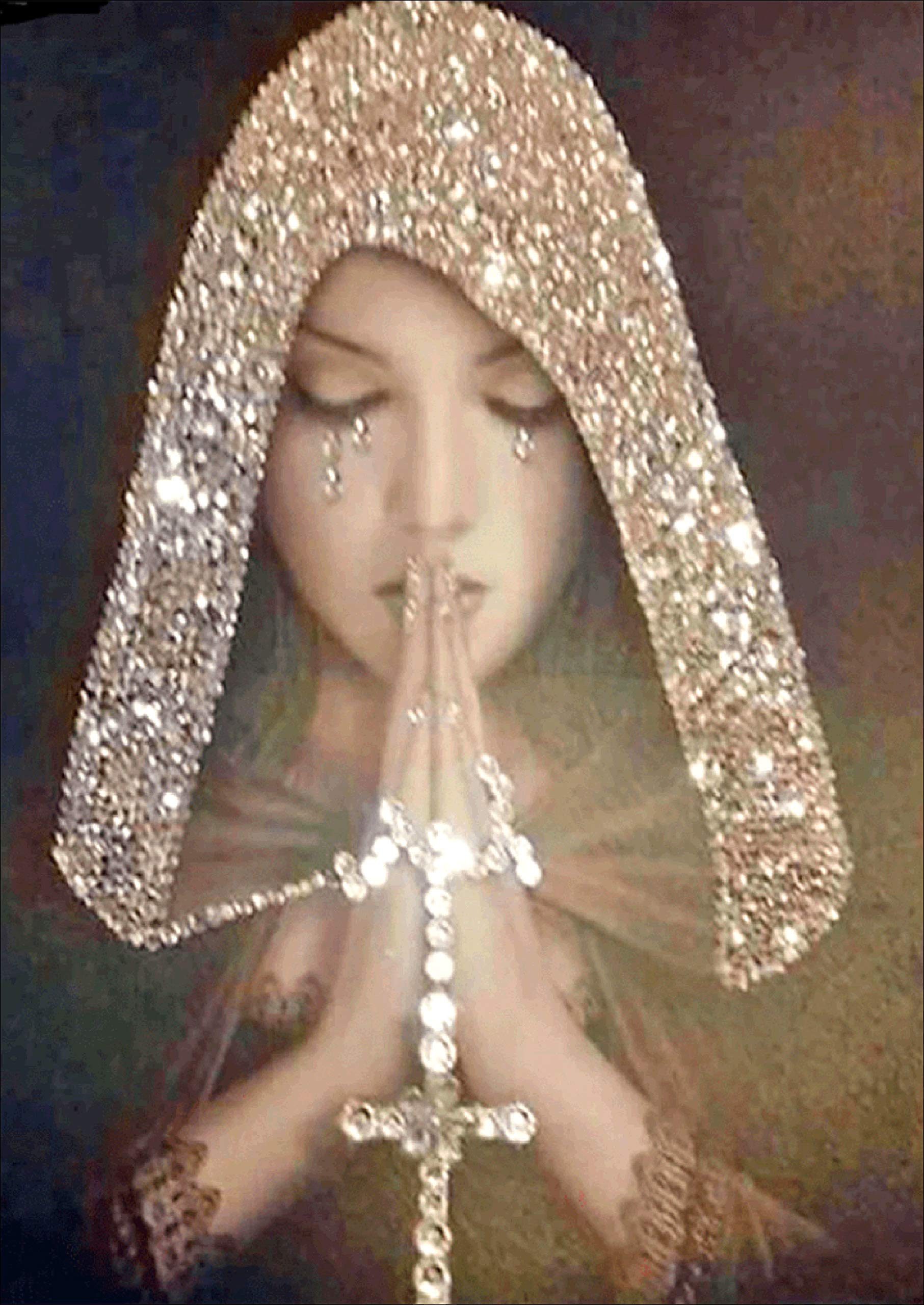 KookuLEE 16"x12" DIY 5D Praying Religious Woman Diamond Painted Beach Kit Number Rhinestone Individual Paint Cross Stitch Full Drill Art Craft Home Wall Decoration