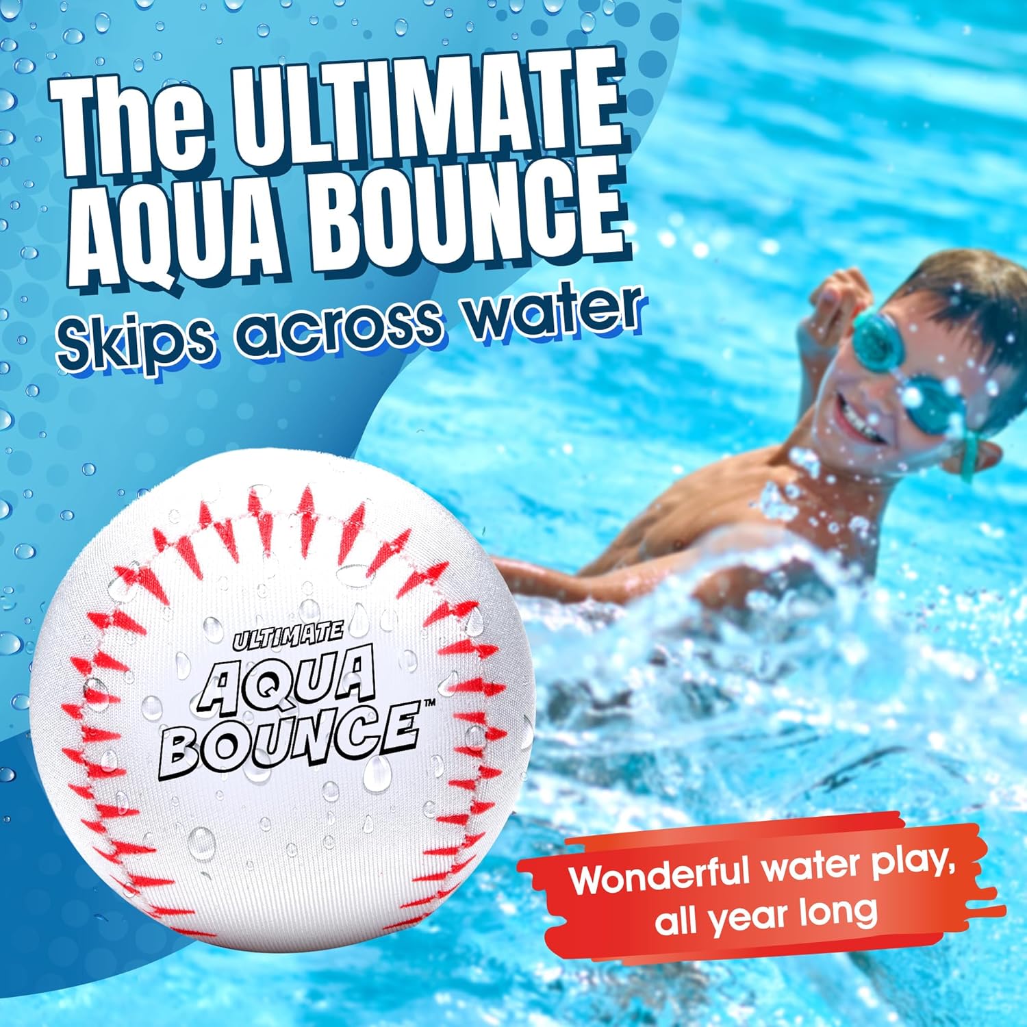 Activ Life The Ultimate Larger 3” Size Skip Balls - Water Bouncing Ball, Beach Toys for Friends & Family, Pool Toys and Beach Must Have, Two Pack Baseball image 2 of 6 B0CCBQFX9T