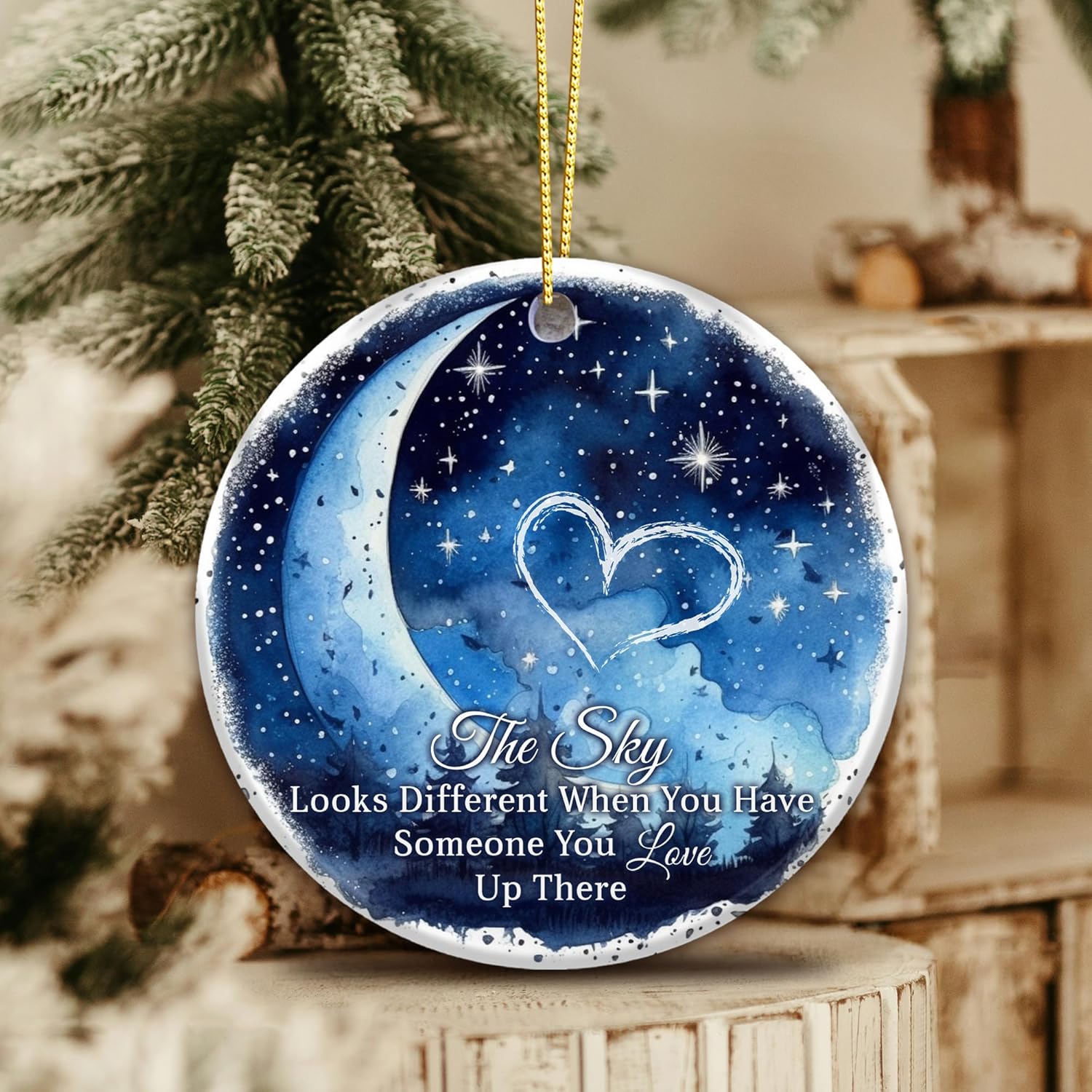 Memorial Ornament 2025 – “The Sky Looks Different When You Have Someone You Love Up There” – Bereavement Sympathy Keepsake Ornament for Loss of Loved One, Remembrance Gift for Family & Friends - Image 2