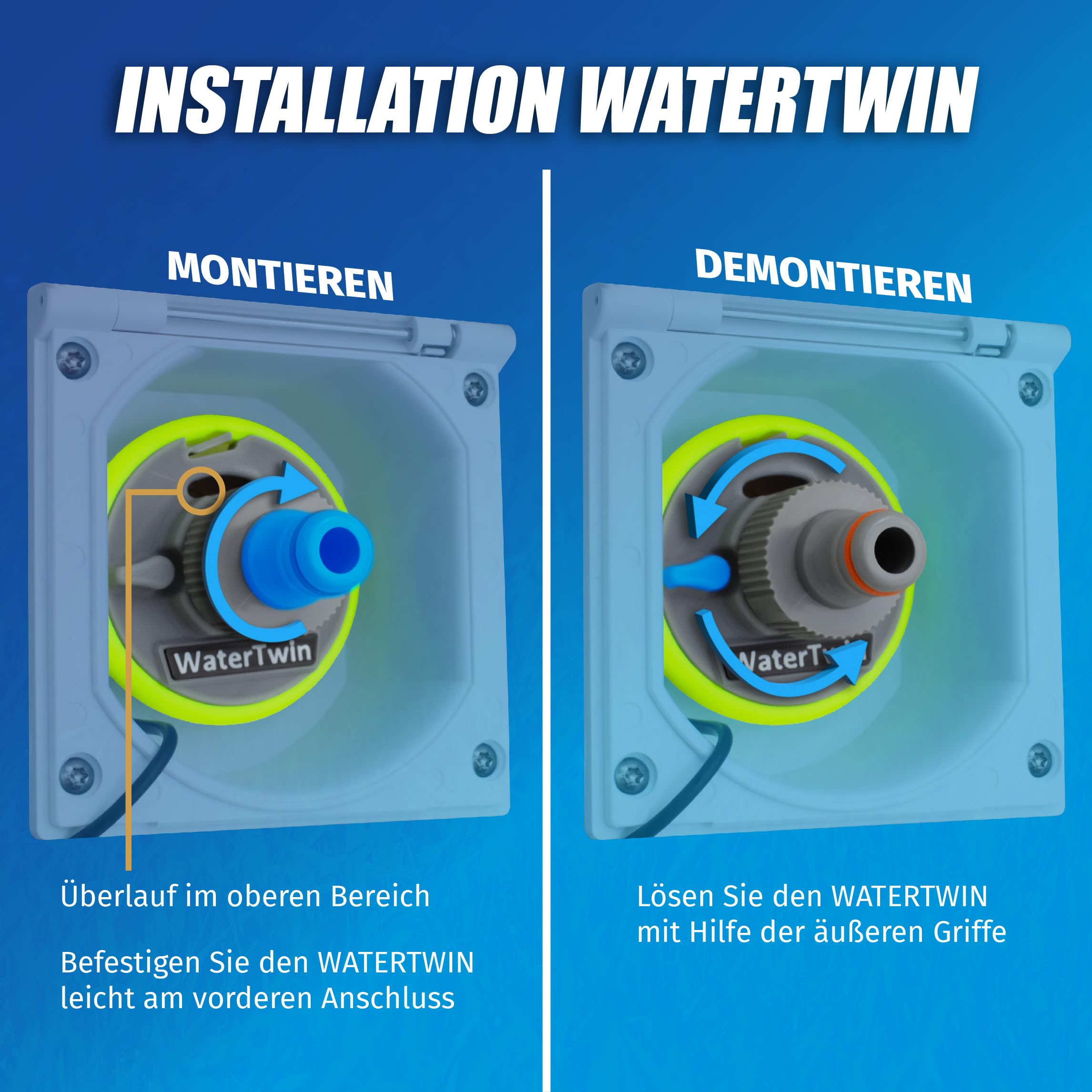 Adaptador de depósito de agua para autocaravana,Tapa de depósito de agua con doble conexión Gardena (adaptador para tapa de depósito de 3 pines, D: 68)