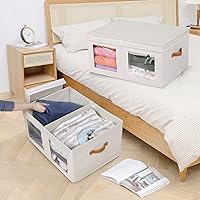 Vista 4 de Univivi Large Storage Boxes with Lids, Collapsible Foldable Storage Bins for Clothes, [2-Pack] Fabric Storage Cubes with Handles, Closet Organizers