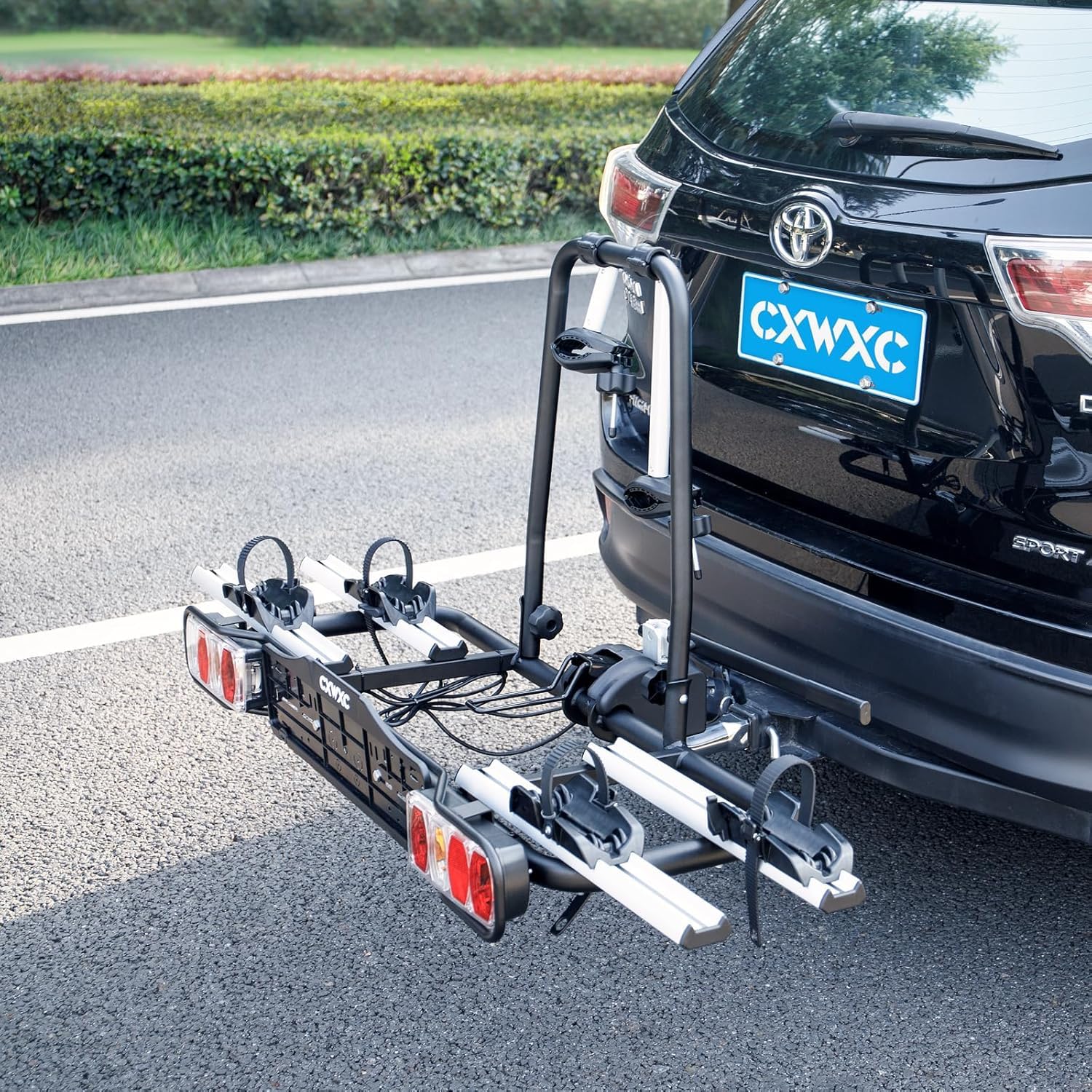 Portabicicletas para Coche con Capacidad de Carga de 60 kg, Sistema de Cierre de Seguridad, iluminación integrada y Soporte para matrícula