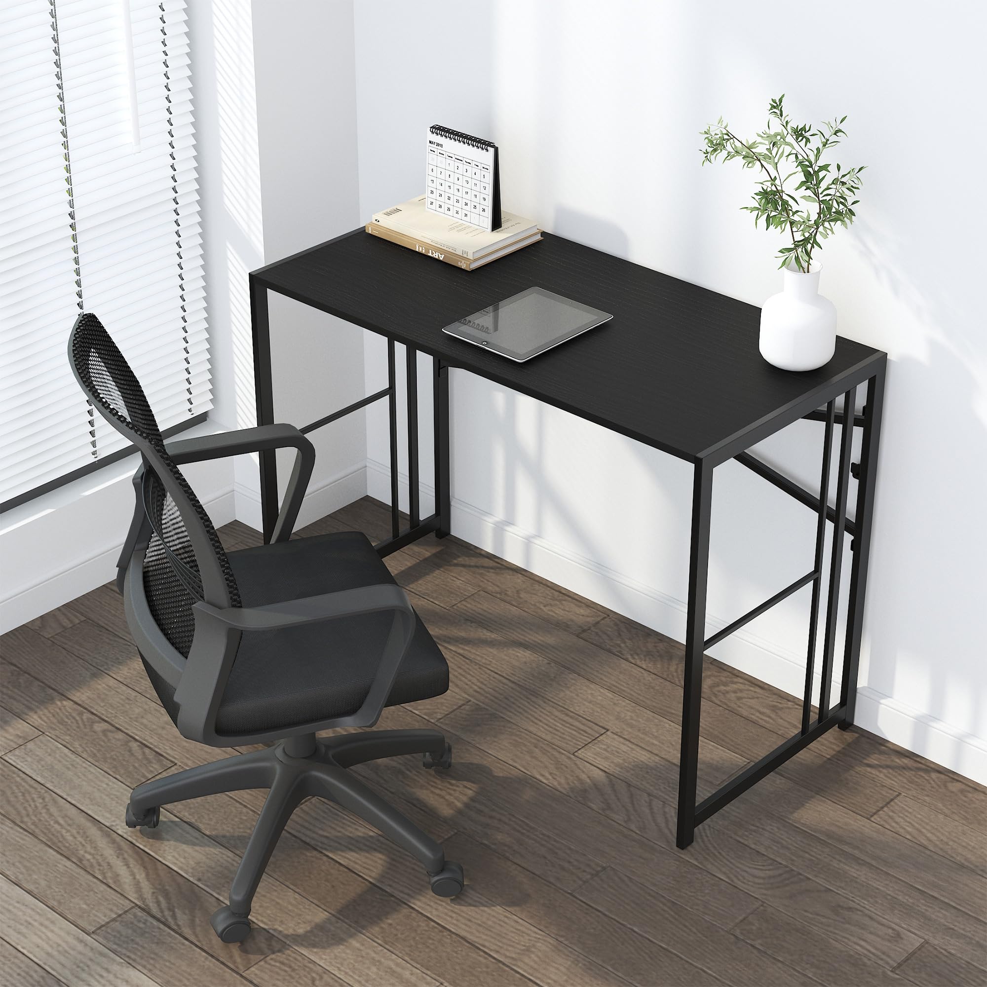 Lutown-Teen Klappschreibtisch 103 cm, Schreiben Gaming Computer Camping Schreibtisch, Keine Montage erforderlich Home Office Tisch, Schwarz