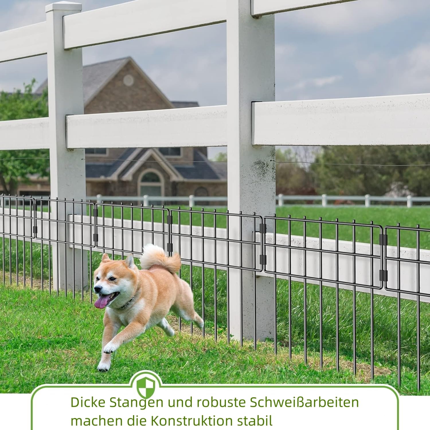 LIANTRAL 10 Stück Tier Barriere Zaun, Dekorativer Gartenzaun, rostfreier Metalldraht, Kein Graben-Zaun Patio-Grenze Tierzaun für Hunde Kaninchen im Freien Patio, 42 cm (H) x 3,05 m Gesamtlänge