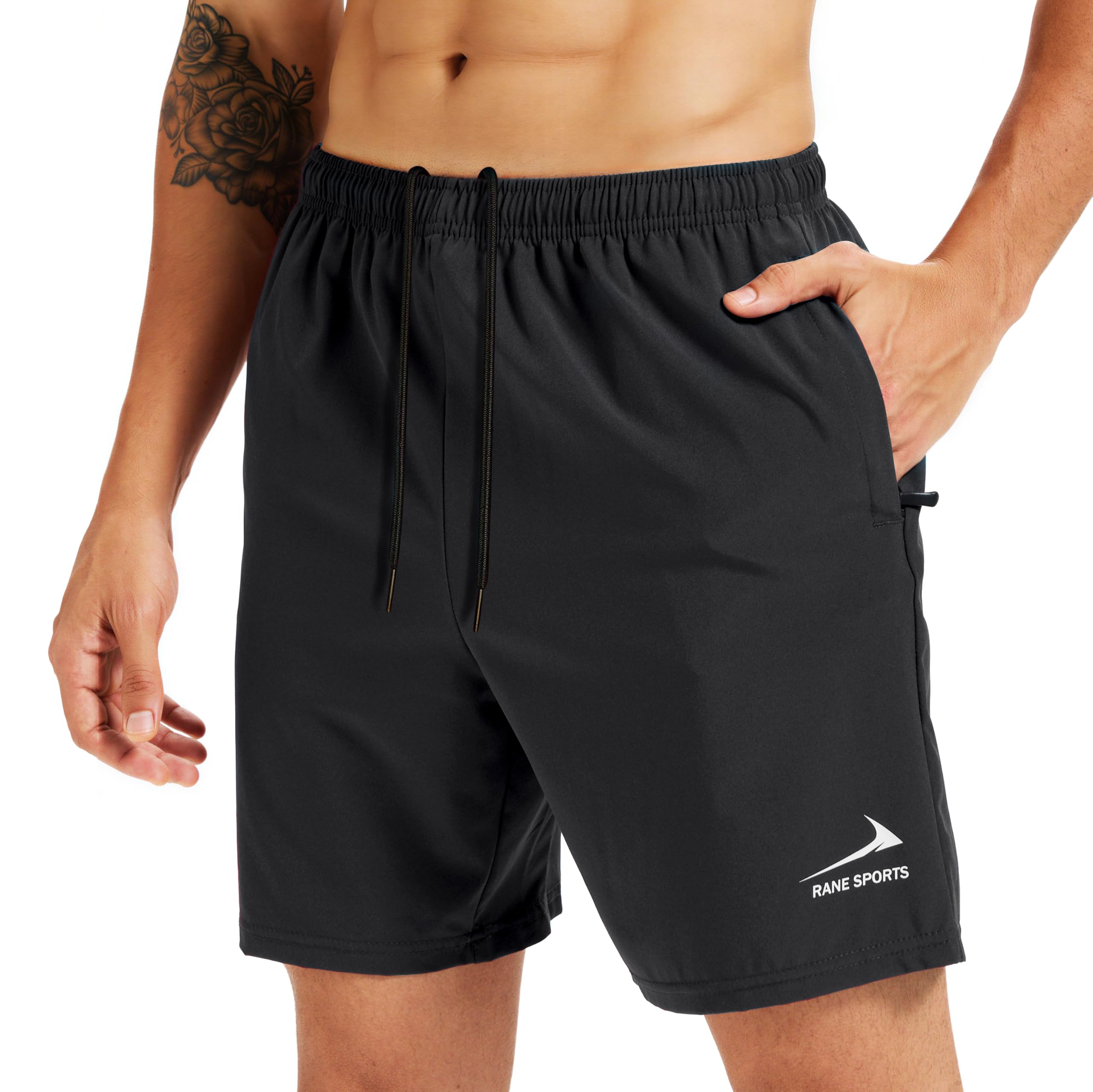 Rane Sports Pantalones Cortos Deportivos para Hombre con Bolsillos Cremallera Ligeros Transpirables para Correr Gimnasio
