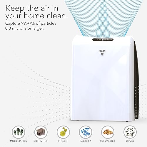 Miniatura 4 de Vornado AC350 Purificador de aire con filtro HEPA verdadero, captura alérgenos, humo, olores, polen, polvo, esporas de moho, caspa de mascotas