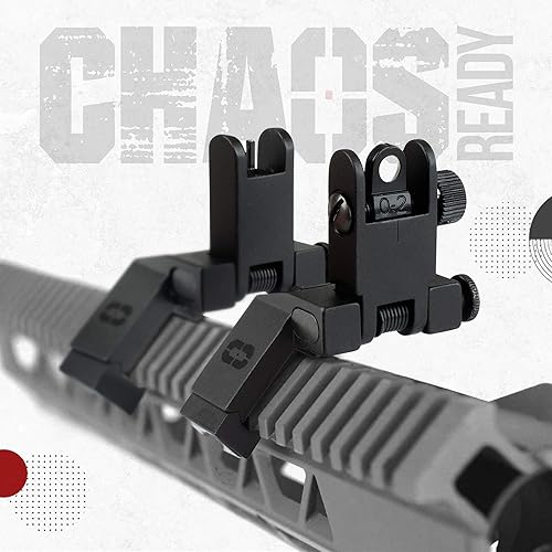 Miniatura 3 de Chaos Ready - Miras de hierro de 45 grados  Miras de hierro desplazadas abatibles para rifle  Mira de hierro cantado frontal y trasera en ángulo