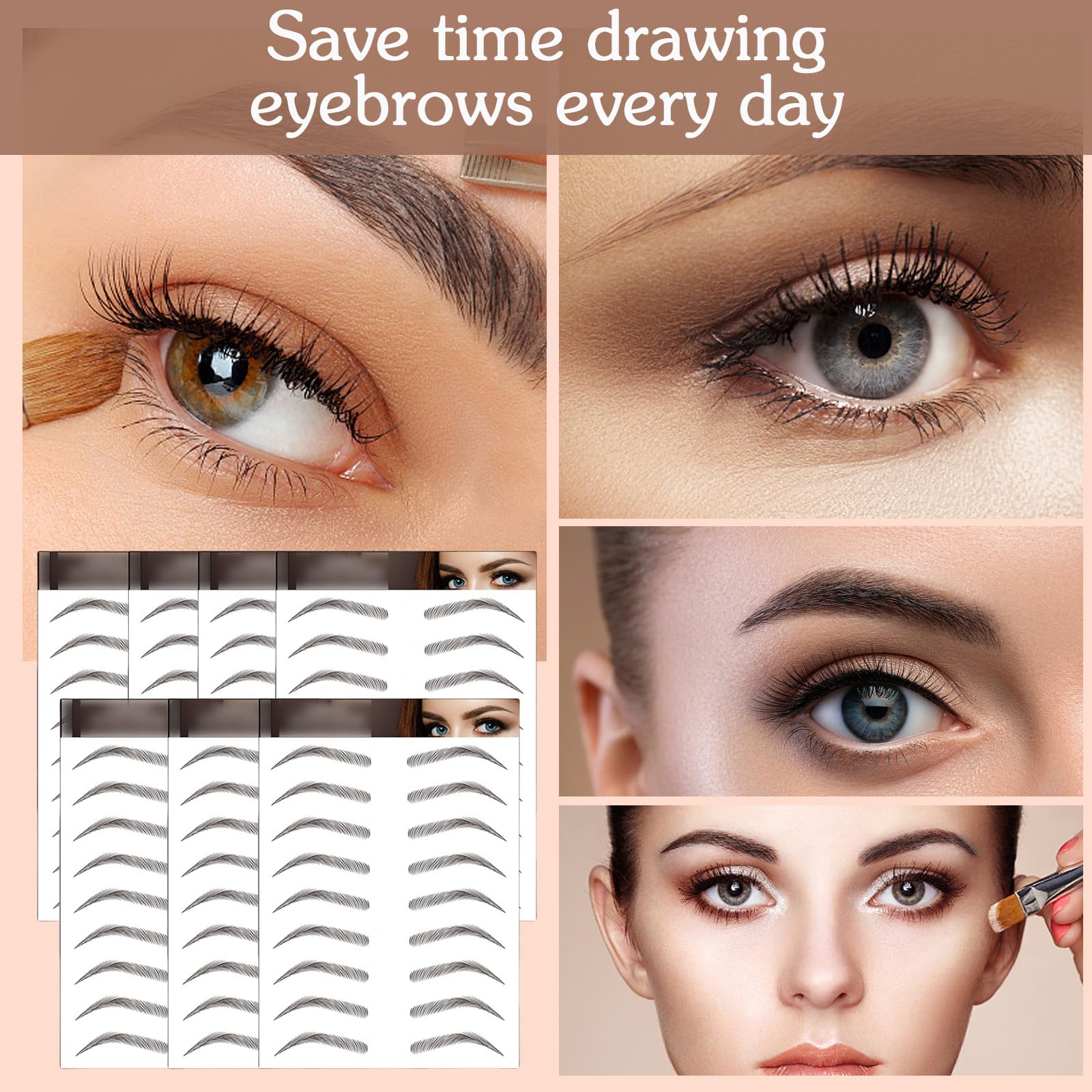 AWAVM 7Sheets/77Pairs 4D Hair-Like Tattoo Stickers Waterproof Natural Fake Eyebrow Stickers,Long Lasting Eyebrow Grooming Shaping Perfect for Women and Girls (Black-13) - Image 3
