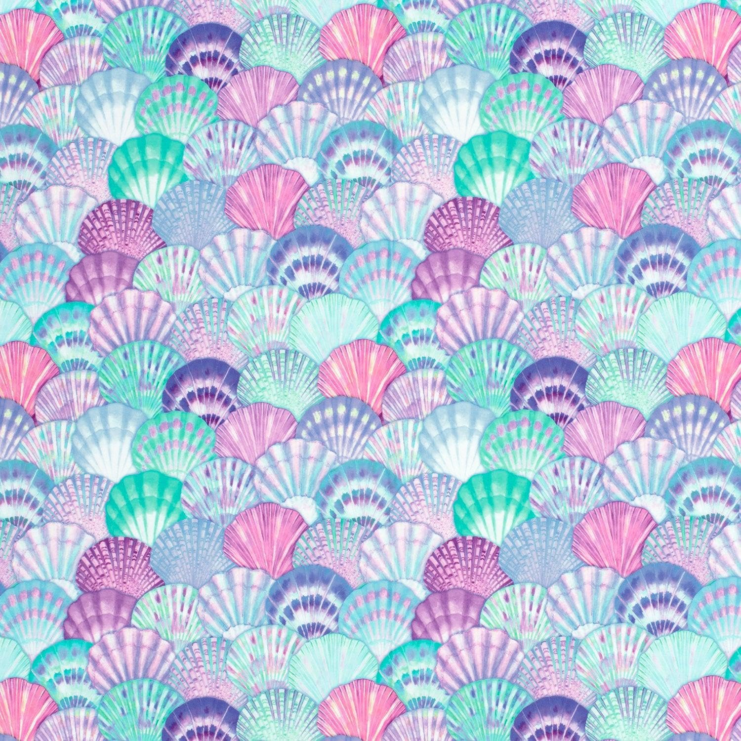 Crs Fur Fabrics Multicolour Swimwear Jersey Recycled Fabric Material Seashells 1Mtr