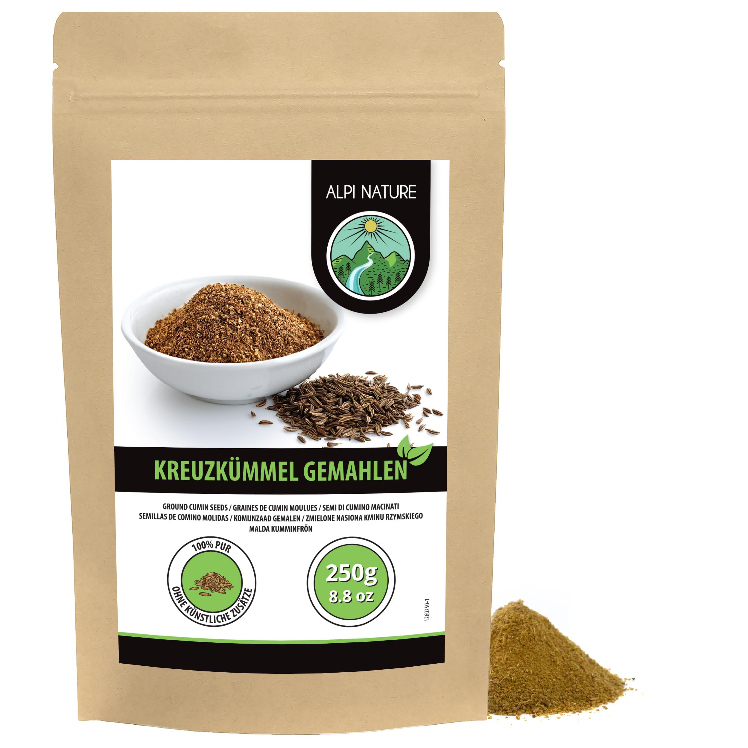 Kreuzkümmel gemahlen (250g), Kreuzkümmelpulver 100% naturrein, Kreuzkümmelsamen gemahlen natürlich ohne Zusätze, vegan