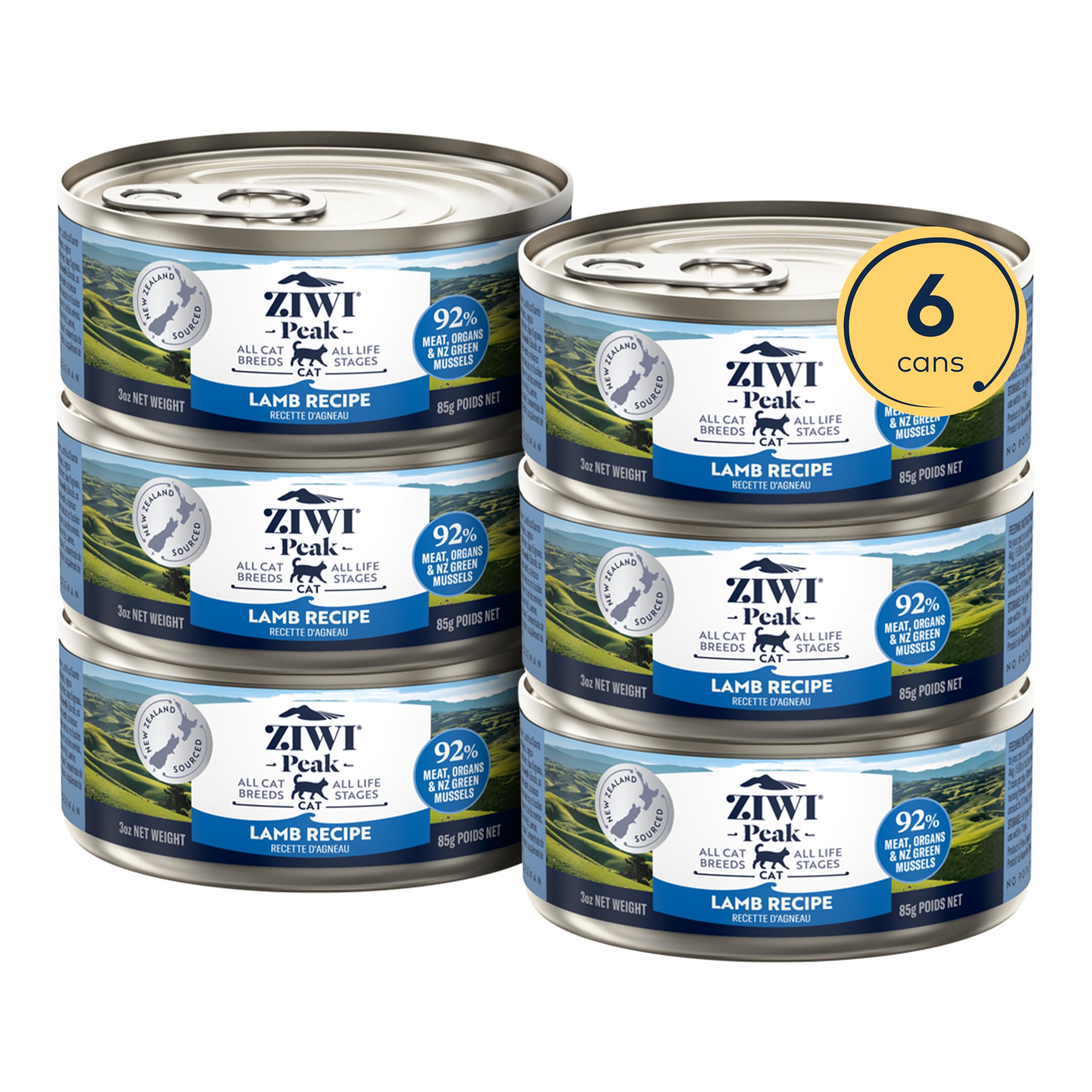 ZIWIPeak Wet Cat Food – All Natural, High Protein, Grain Free, Limited Ingredient, with Superfoods (Lamb, Case of 6, 3oz Cans)