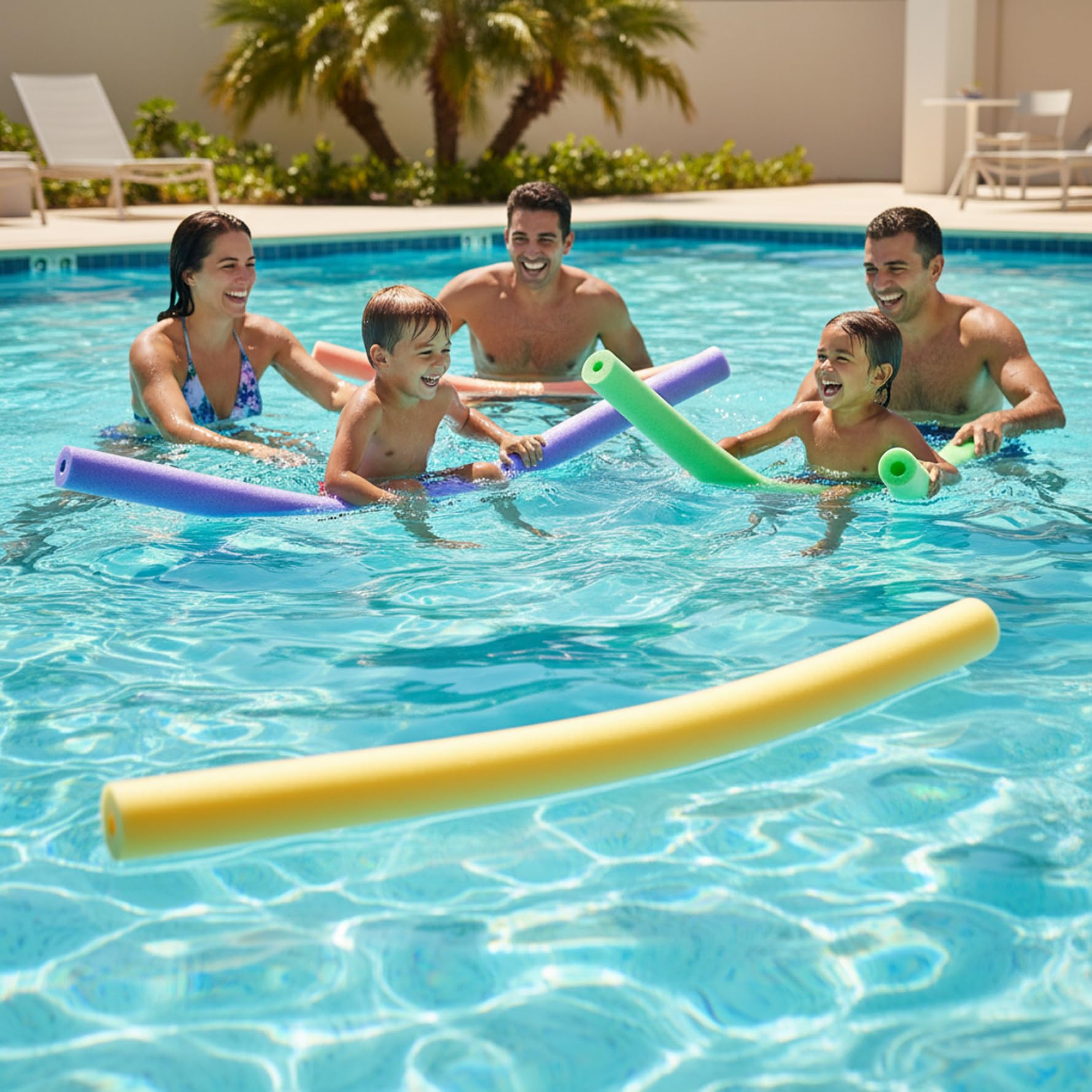 47.2 Poolnudeln im 6er-Pack, Bunte Schwimmkörper aus EPE-Schaum für Schwimmbad und Wasserspiele, helle, Lange Schaumnudeln für Familienspaß und Wasserspiele für Kinder Erwachsene