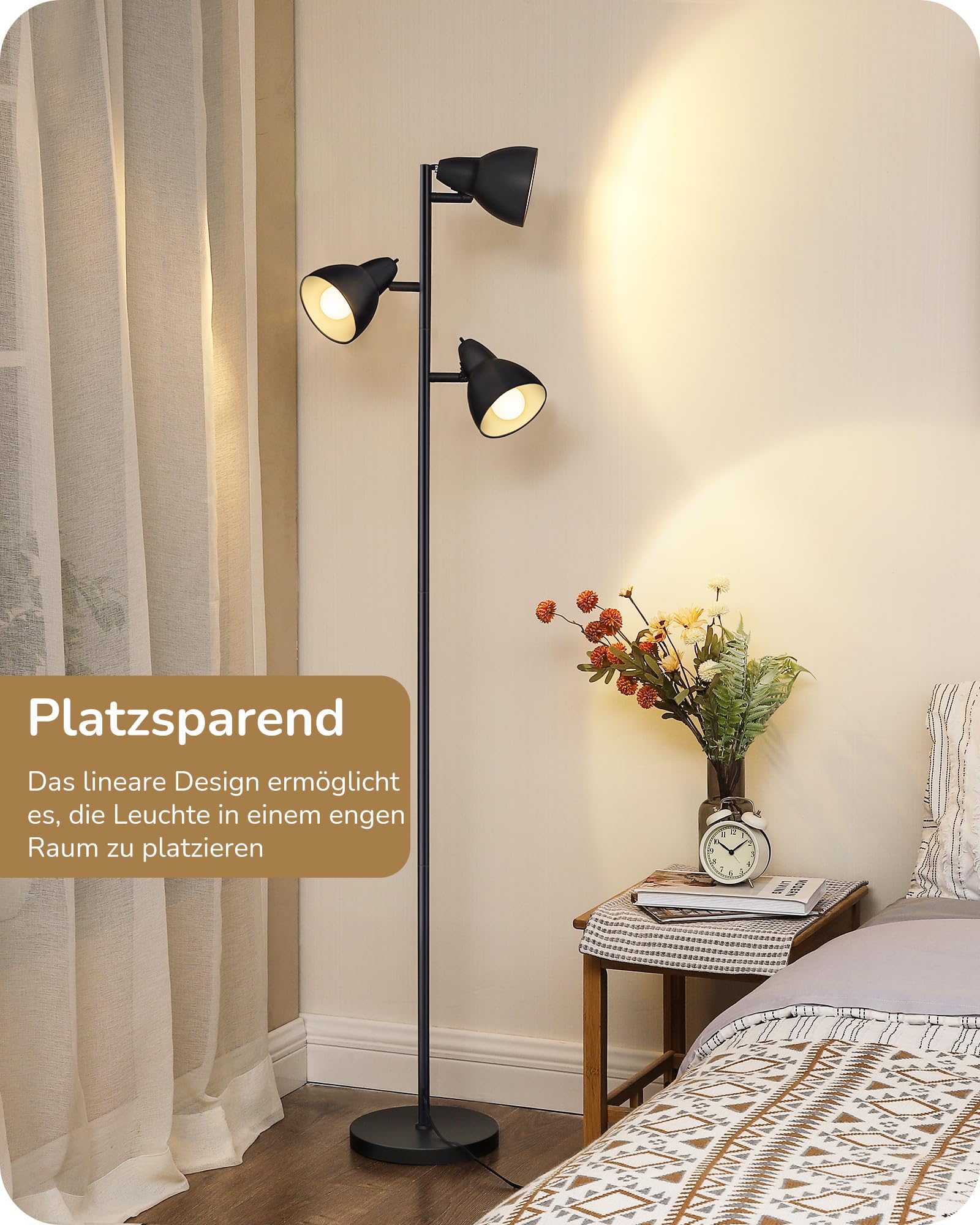 Staande lamp 163cm dimbare retro vloerlamp industriële zwart met LED