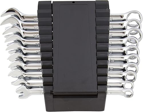 Miniatura 5 de Steelman Pro Juego de llaves combinadas métricas de 6 puntos para mecánica, acero de aleación de cromo vanadio, extremos en ángulo, estante de