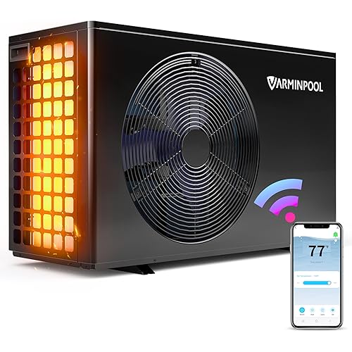 40000BTU Pool Heat Pump for 13,000 Gals In and Above Ground Pool, Pro Flow Electric Pool Heater, Control via APP, Smart Inverter, Titanium Heat Exchanger, 240V