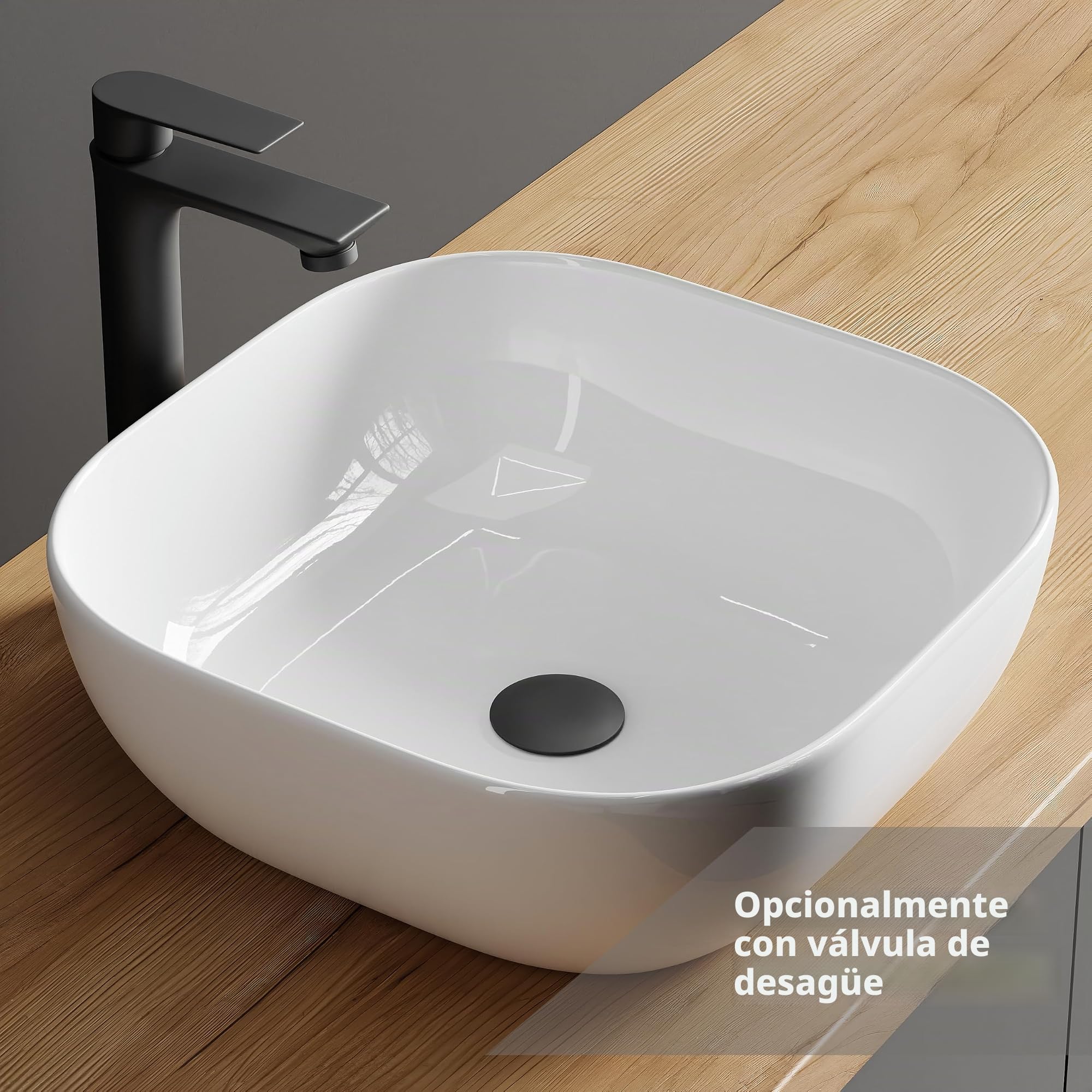 Planetmöbel Grifo de baño negro con mezclador monomando para lavabo de baño moderno