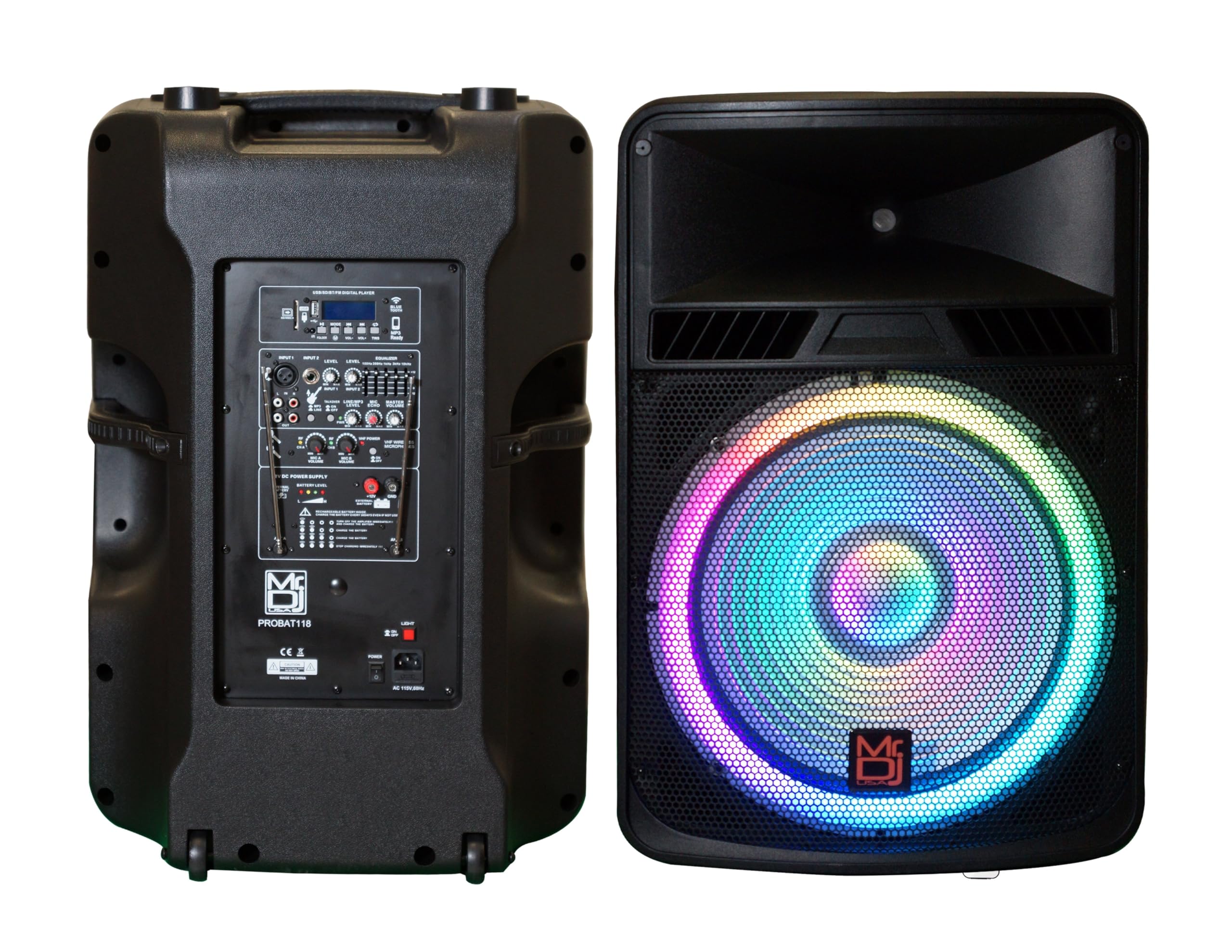 Mr. Dj USA PRO115BT PA DJ Powered Speaker Professional PRO PA DJ 15â€ 2-Way Full-Range Powered/Active DJ PA Multipurpose Live Sound Loudspeaker