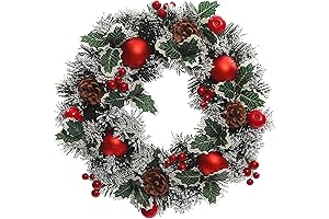 Front Door Christmas Wreaths and Garland Set with Pine Cones