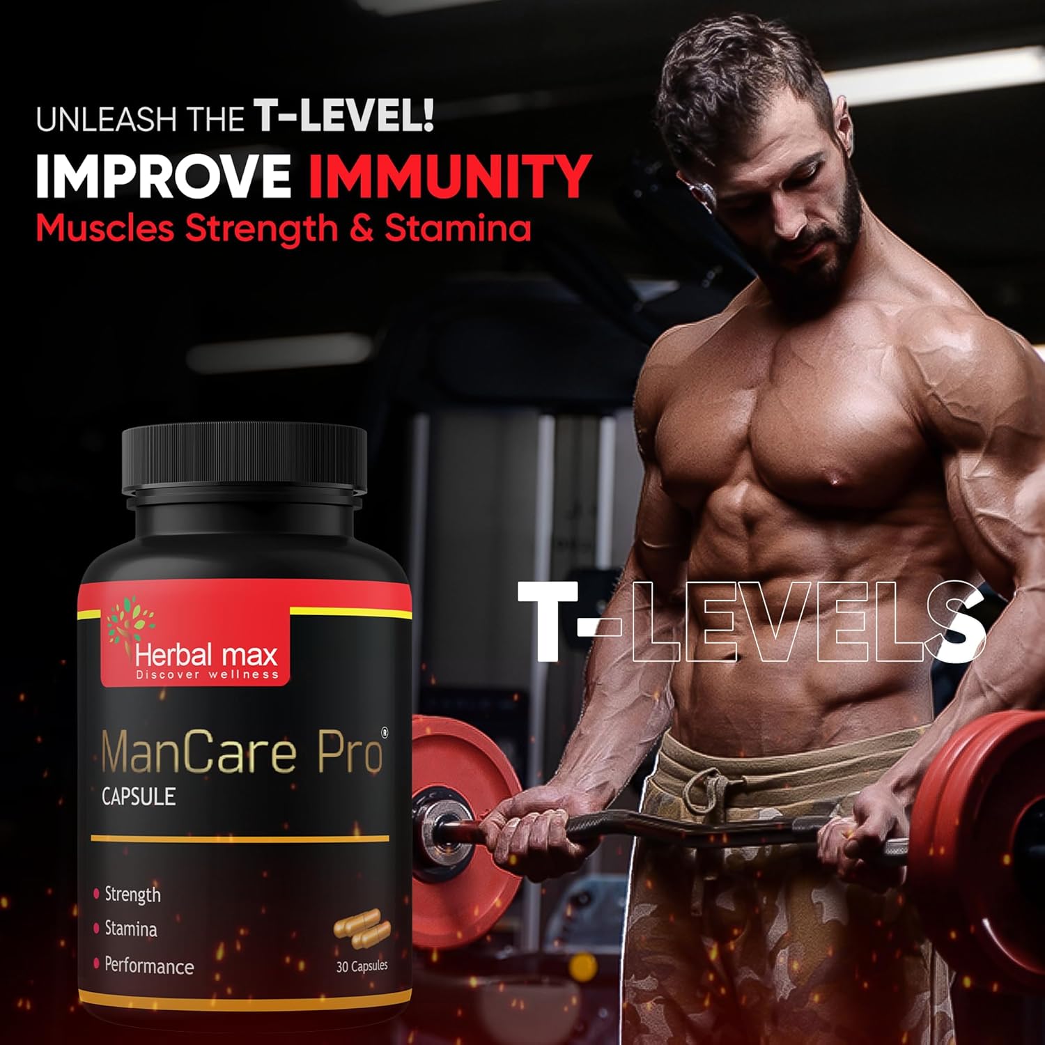 Herbal max Original ManCare Pro Capsules With Safed Musli, Shilajit Ashwagandha, Vaidarikandra, and Kaunch beej Extract For Men | 800mg Natural Herbs | 30 Capsules Herbal max Original ManCare Pro Capsules With Safed Musli, Shilajit Ashwagandha, Vaidarikandra, and Kaunch beej Extract For Men | 800mg Natural Herbs | 30 Capsules