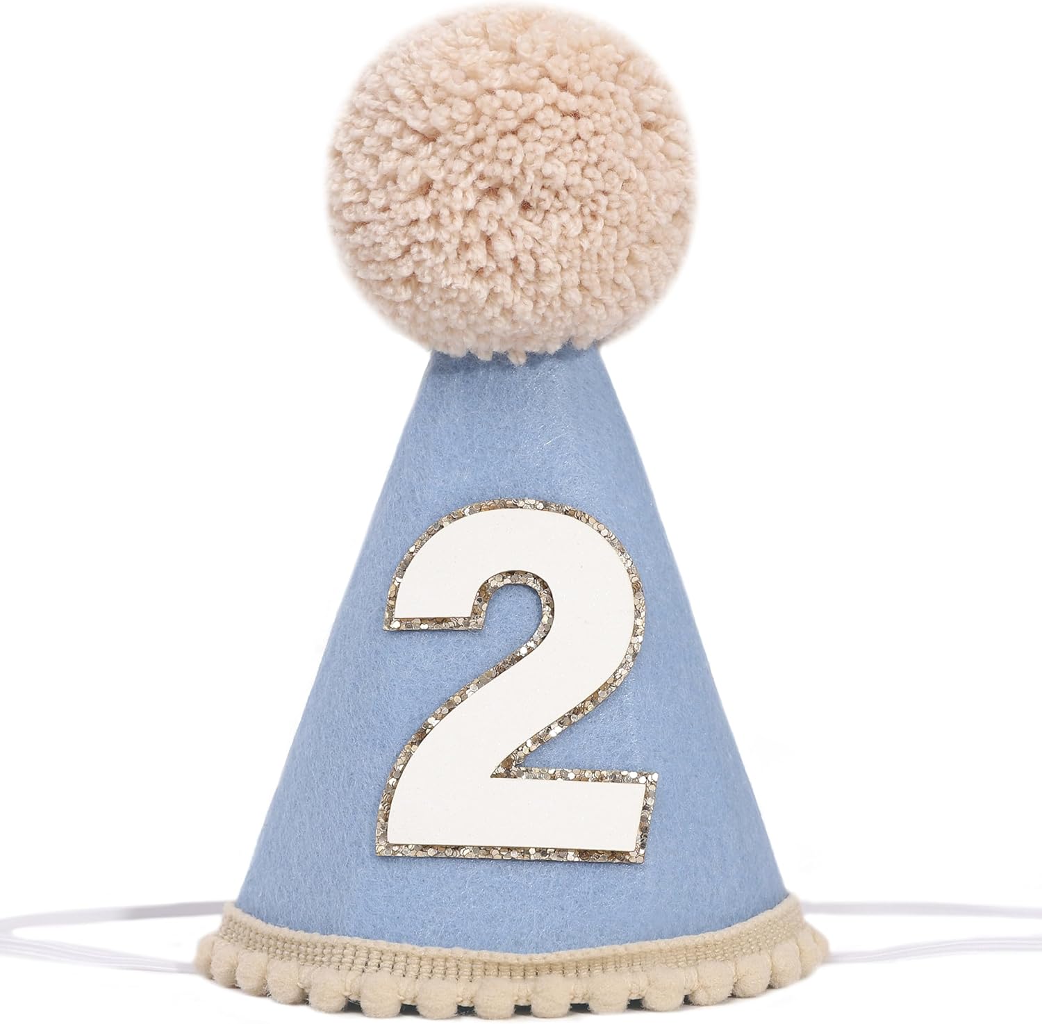 Simple 2nd Birthday Hat - Second Cone Hat,Two Years Old Decor Photo Props,Party Crown Outfit for Girls/Boys