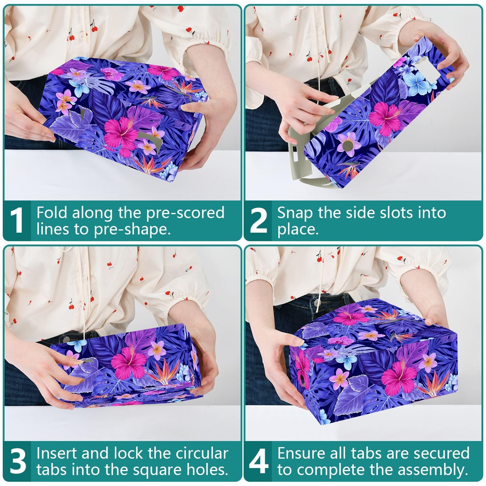 Porte-revues en plastique PP Motif feuilles tropicales Violet