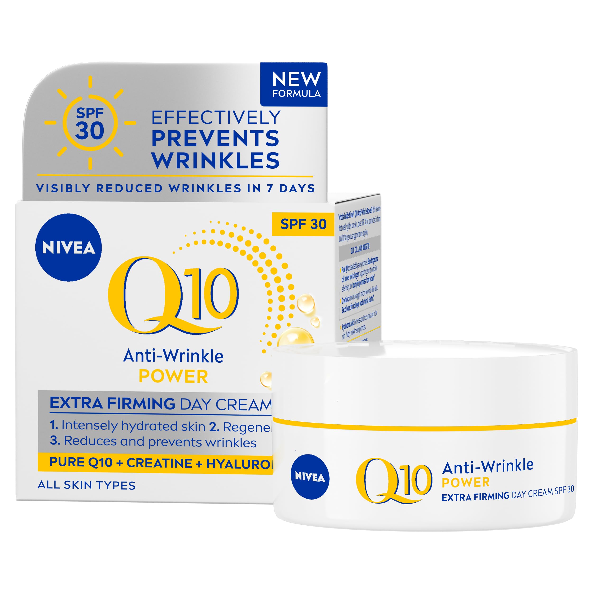 NIVEA Q10 Anti-Wrinkle Power SPF30 Firming Day Cream (50ml), Facial Moisturiser to Reduce Wrinkles, Firming Cream to Nourish and Achieve Firmer Skin in 7 Days