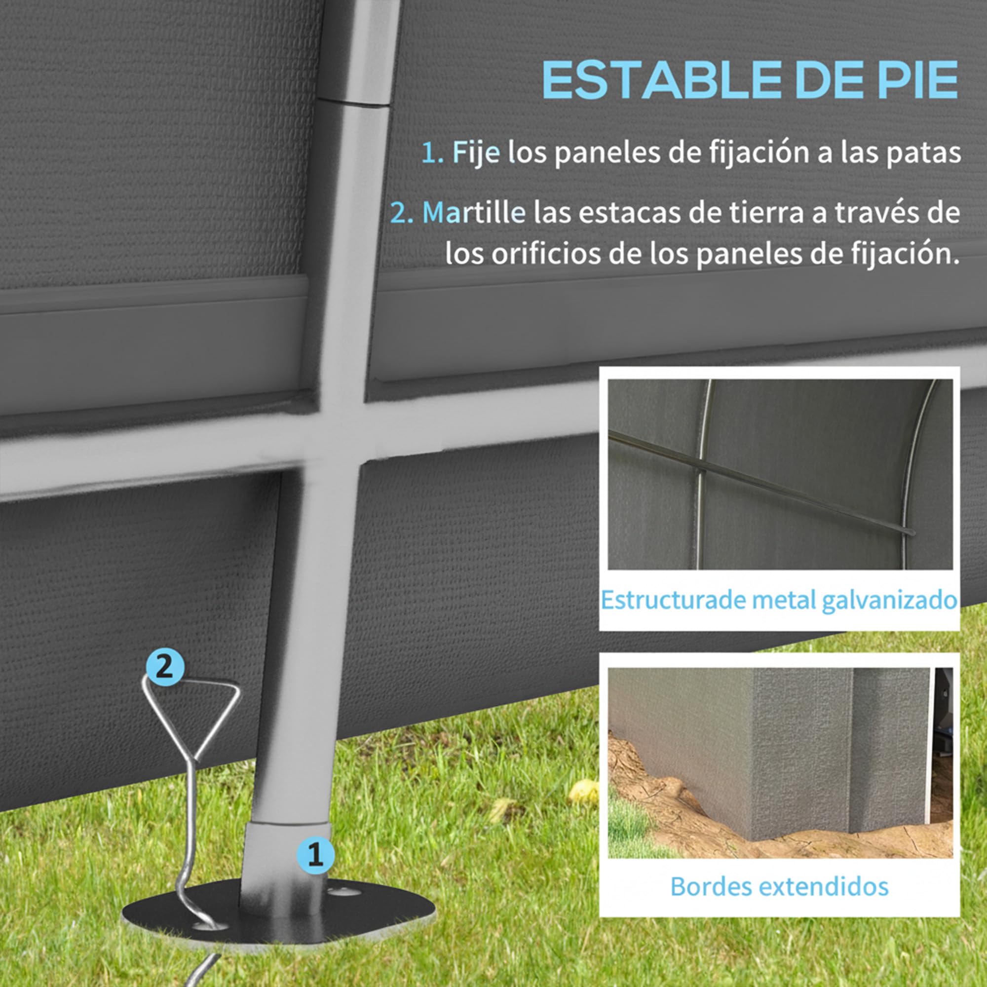 Outsunny Carpa de Jardín Exterior Impermeable 2,4x1,6x1,9 m Gris Claro | Para Herramientas y Bicicletas, Cobertizo Moto, Marco de Acero, Garaje Portátil, Puerta Enrollable con Cremallera