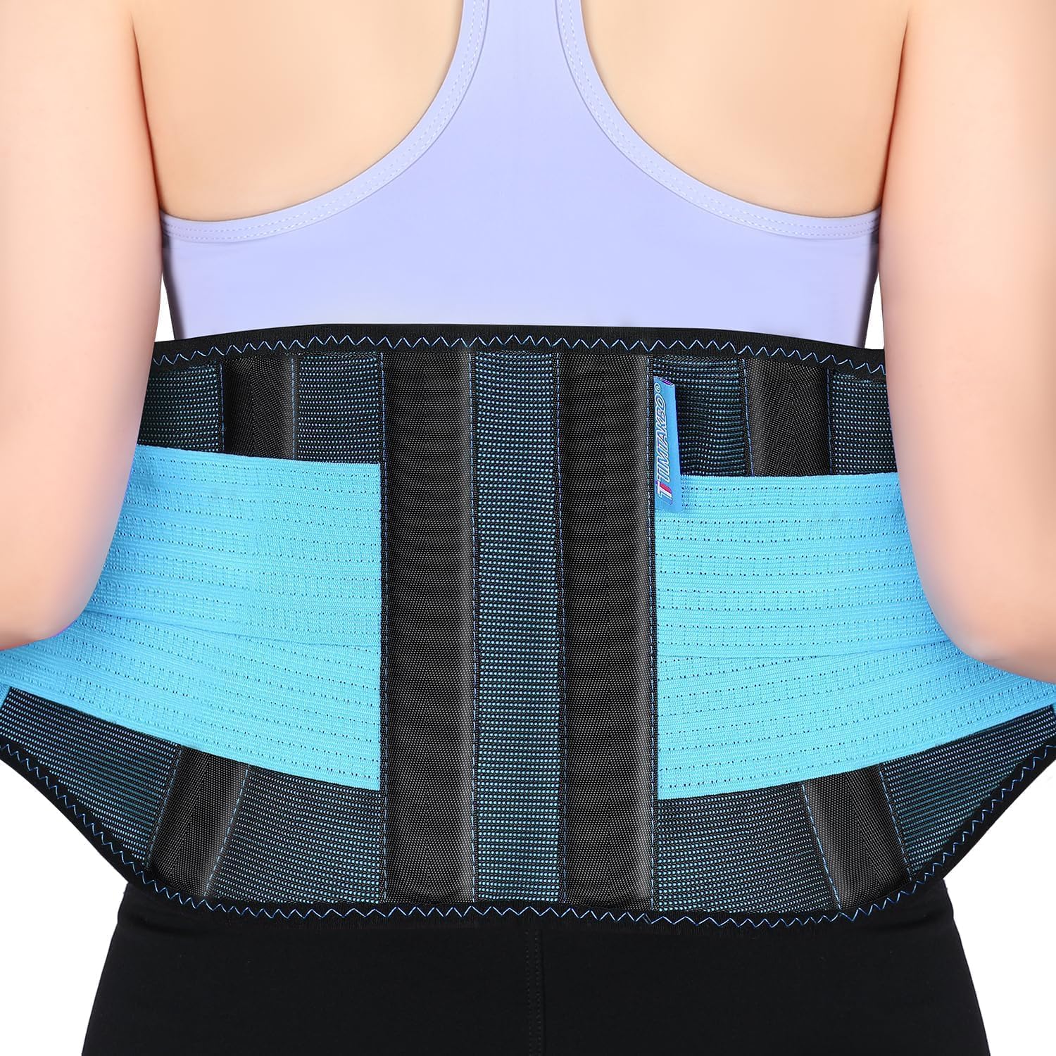 T TIMTAKBO 2.0 Version Lower Back Brace for Pain Relief, Back Brace for Lifting at Work, Back Brace for Herniated Disc and Sciatica, Back Support Belt for Women Men (Blue,2XL Fits 39"-48")