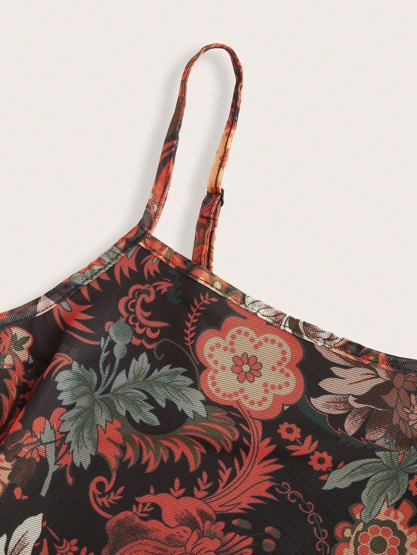 Verdusa Women's Mini Dress Floral Spaghetti Strap Mesh Dresses Going Out Festival Concert Outfits Grunge Gothic Clothes