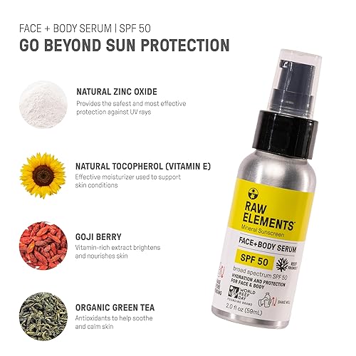 Miniatura 4 de Raw Elements Spray facial + corporal SPF 50 protector solar mineral totalmente natural, seguro para arrecifes, resistente al agua, protección
