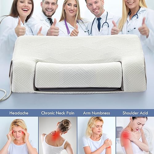 Miniatura 6 de YISHAN Almohadas de tracción de contorno de espuma viscoelástica cervical para dolor de cuello, almohada ortopédica ergonómica de apoyo para dormir