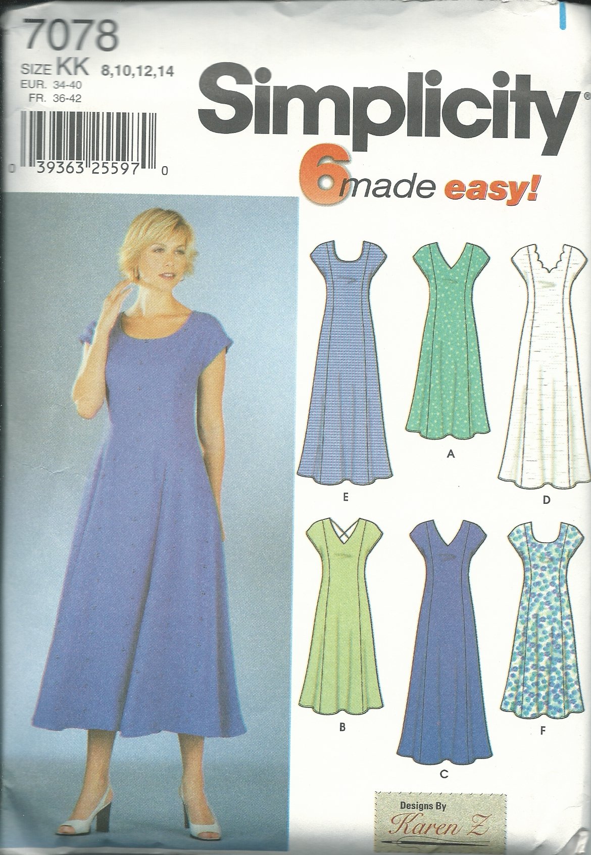 Patron de robe femme Simplicity 7078KK modèle Karen Z Design