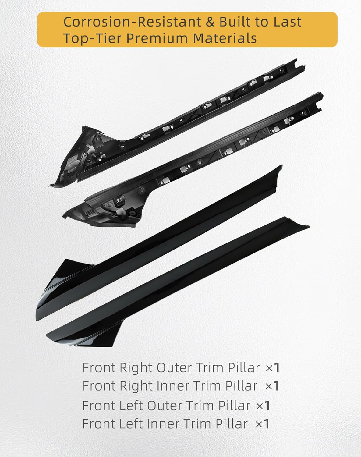 Flecto 2-Pack A-Pillar Molding Trim Outer & Inner Brackets Front Left & Right Pair Compatible with Ford Explorer 2011-2019, Replaces 926-450 926-451