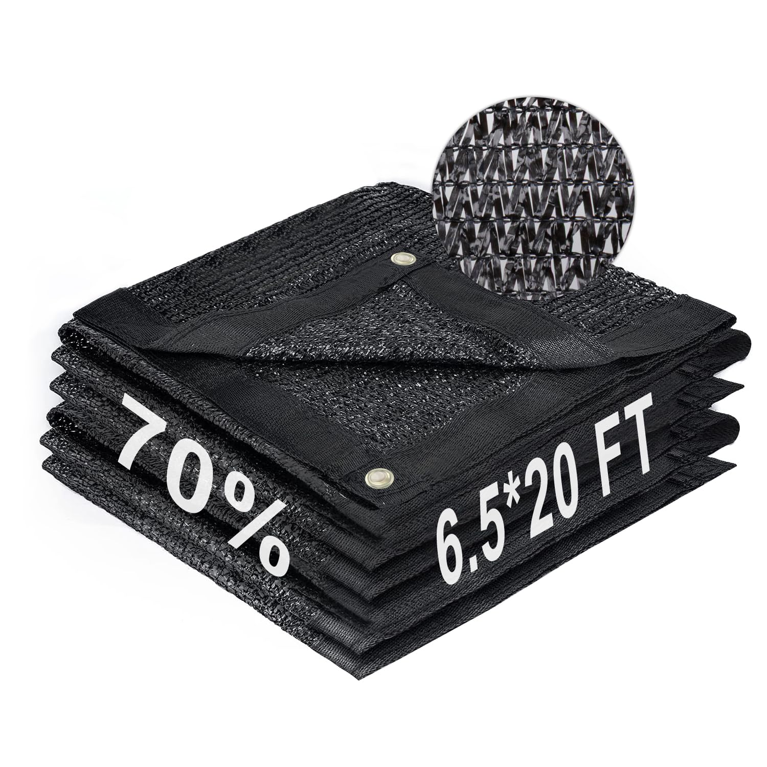 LOVE STORY 6.5x20FT 70% Black Shade Cloth Sun Shade Net with Grommets Sunblock Net Mesh Tarp for Garden,Plants Cover,Greenhouse and Patio
