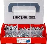 fischer FixTainer PowerFast II Chipboard Screw, Presorted Assortment Box with 700 Screws and 2 Bits, Countersunk Head, Full Thread and TX Drive, Universal Fixing Kit - 2