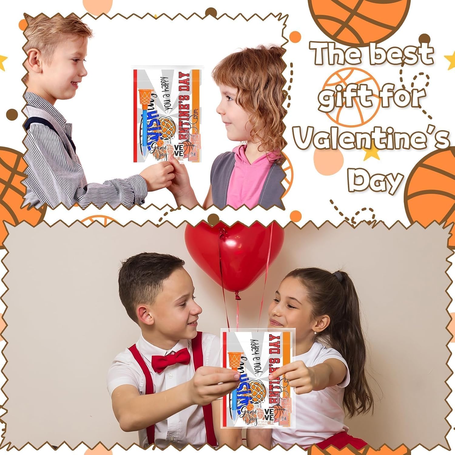 24 Pack Basketball Party Favor Set with Mini Hoop Pens Keychains Stickers Exchange Cards and Gift Bags Bulk Gifts Sports Birthday Goodie Bag Fillers for Adult