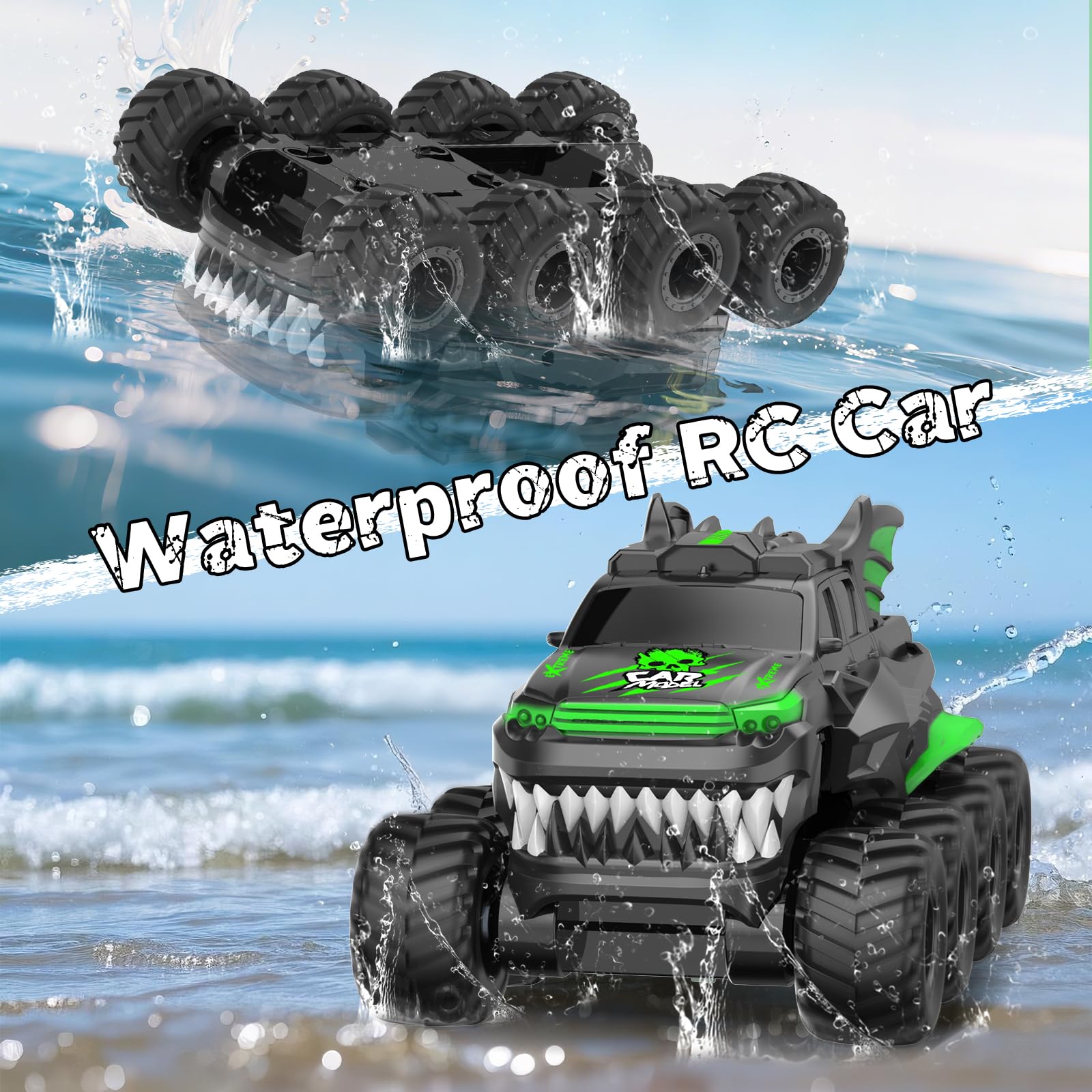FEIMUOSI Coche Teledirigido Anfibio RC Car: 8WD Carro Telecomandado Coche de Juguete 1:16 Todo Terreno RC Camión Offroad Vehículo para niños de 4-10 años Niños y Adultos Navidad Cumpleaños Regalos