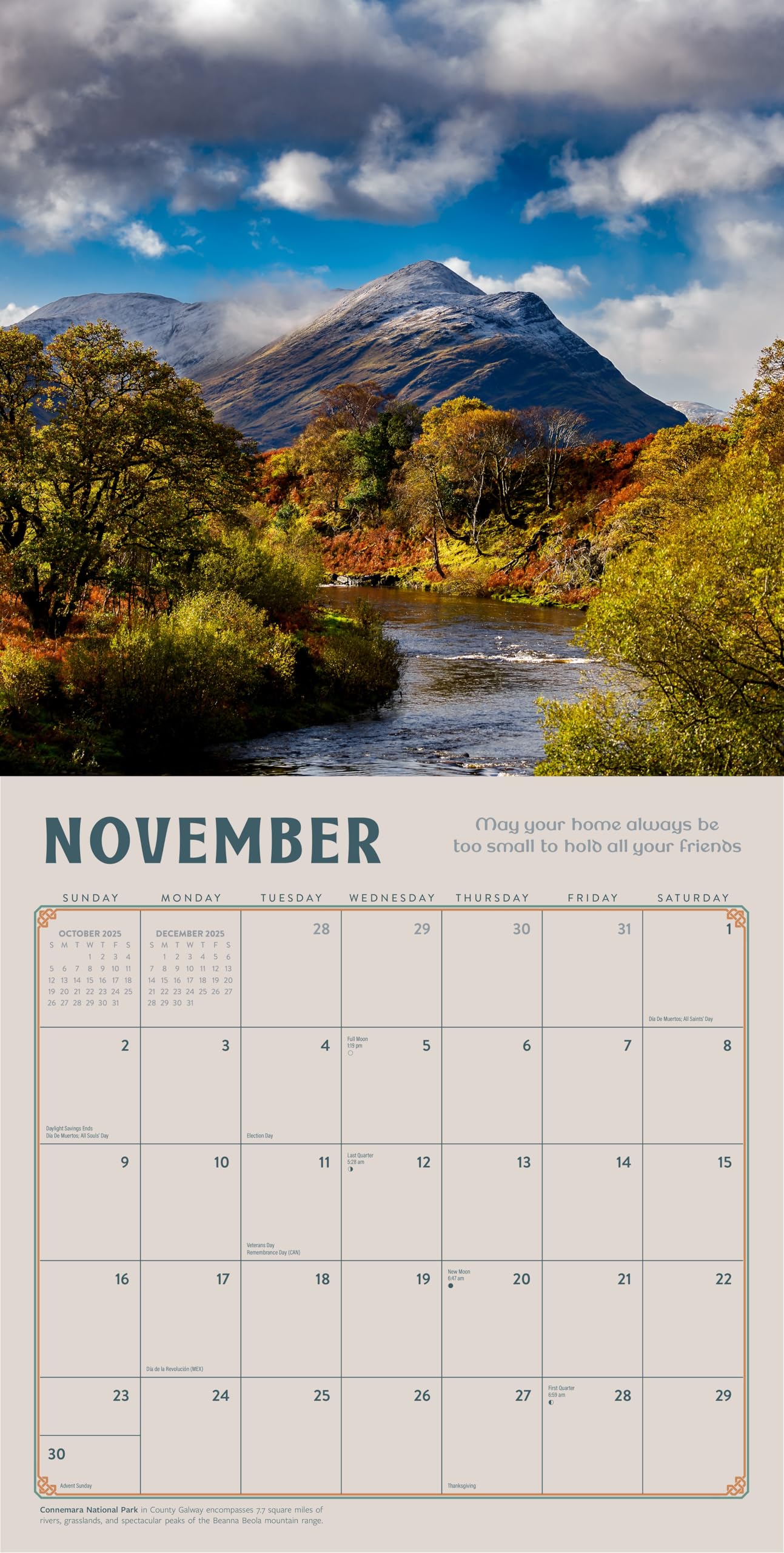 Ireland Calendar 2025 | The Emerald Isle | 12" X 24" Irish Travel Wall Calendar 12 Month | Marble City Press | County, Castles, Dublin, Irish Blessings | 2024-2025 Calendar
