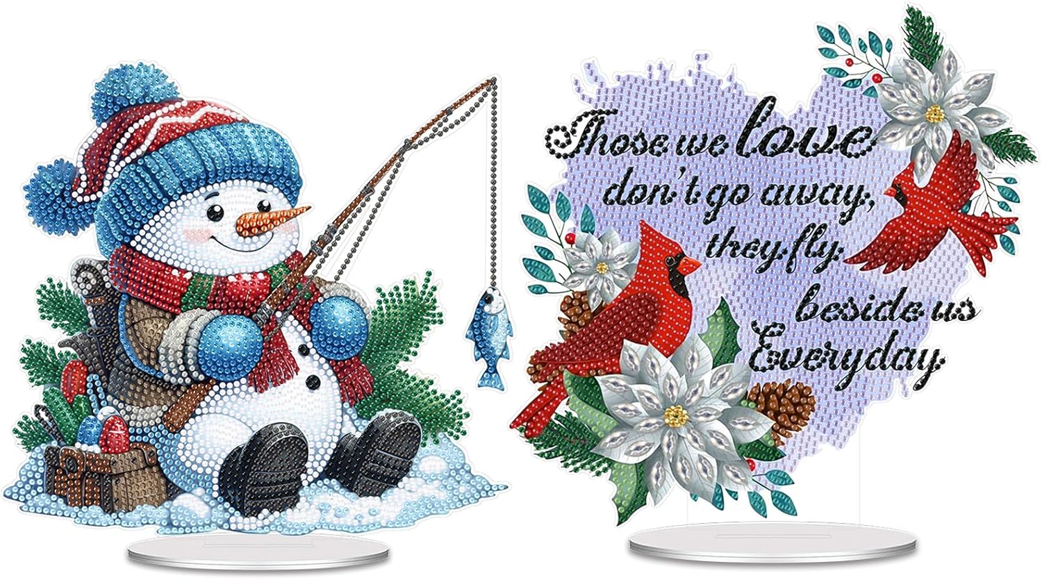 ARTopet 2Pcs DIY Diamond Art Painting Desktop Ornaments Christmas Diamond Art Tabletop Ornaments Single Sided Diamond Design for Home Decor-01