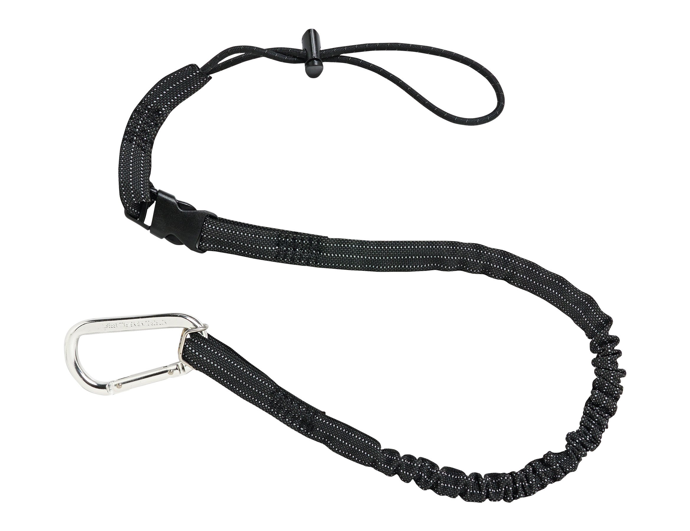 Ergodyne Squids 3102 Tool Lanyard with Single Carabiner and Detachable Adjustable Loop End, Standard Length, Black, 5 Pounds