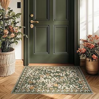 jinchan Floral Area Rug 2x3 Entryway Vintage Washable Indoor Doormat Acc...